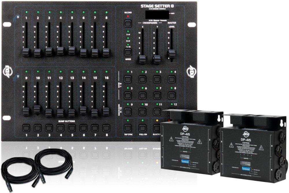 Elation Control 16-Channel DMX Lighting Dimmer System with Controller, Cables & 2x4-Channel Dimmer Packs | Expandable with DP415 Dimmers | Perfect for Stage Lighting, Theater Productions & Live Events