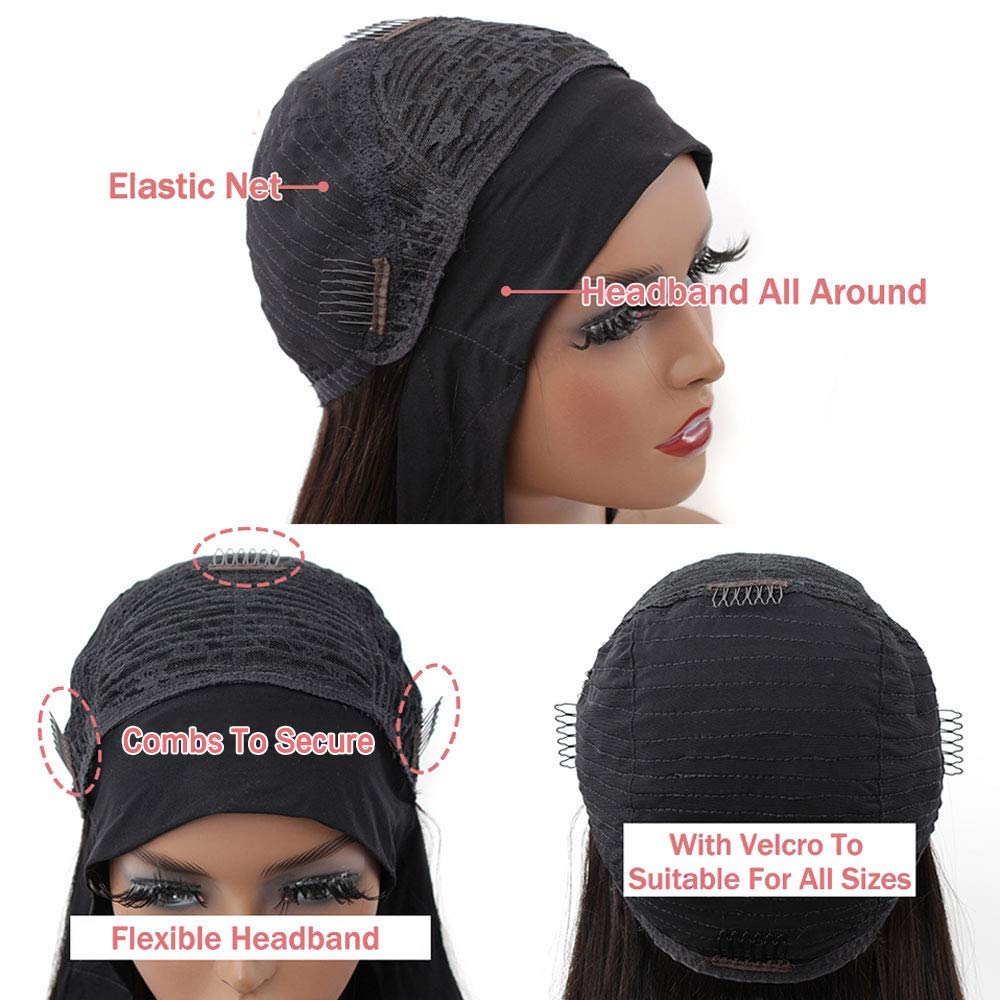 28 Inch Brazilian Virgin Human Hair Wig - Glueless Lace Front Body Wave Headband Wig for Black Women | 150% Density, Natural Color | Perfect for Daily Wear, Parties & Special Occasions