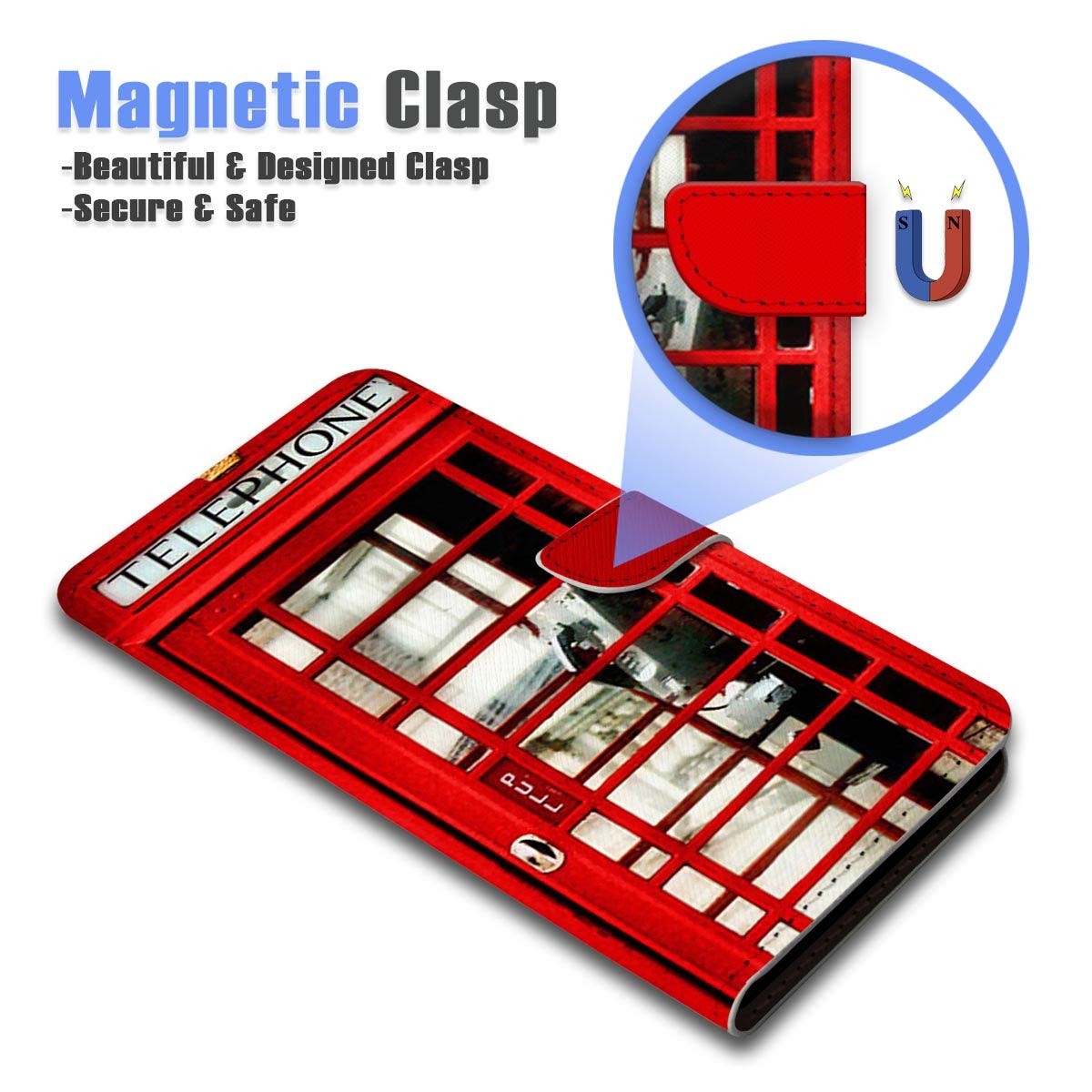 Premium Flip Wallet Phone Case for iPhone 11 Pro Max - British Red Phone Booth Design (A0096) | Stylish Protective Cover with Card Slots for Everyday Use & Travel
