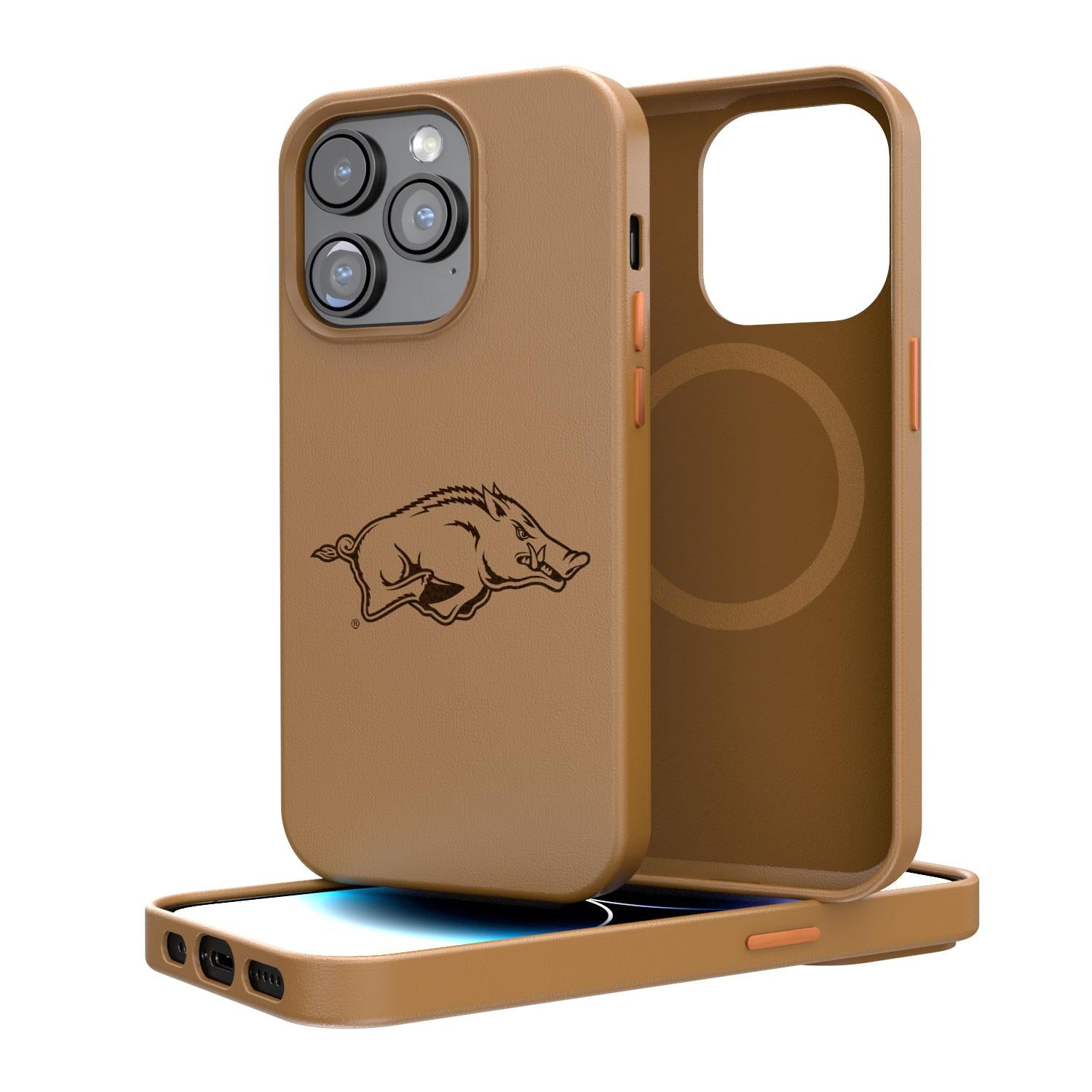 Arkansas Razorbacks Wooden Magnetic Phone Case - Custom Woodburned Design for iPhone & Samsung - Perfect for Game Day & Fan Gifts
