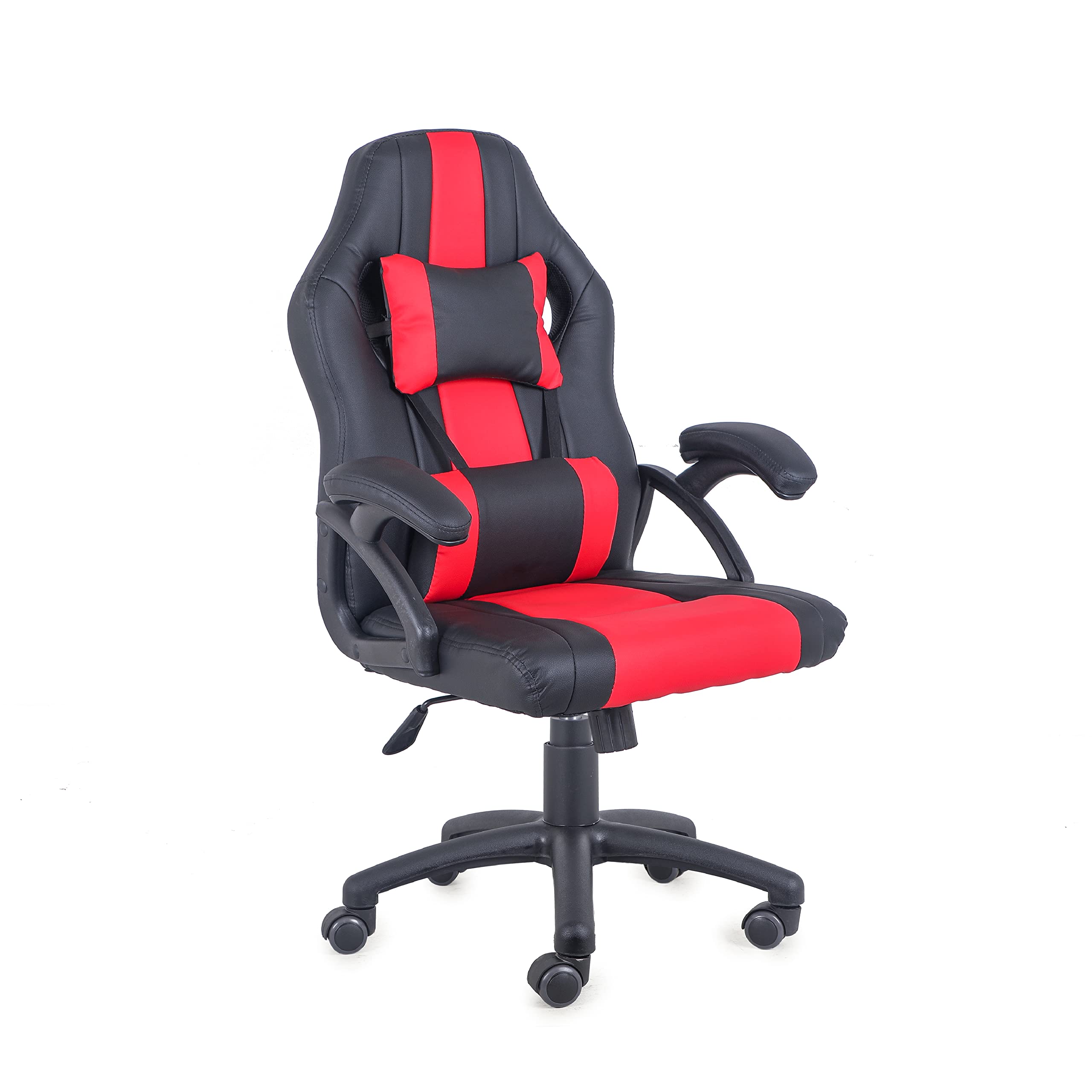 Premium Ergonomic Gaming Chair - High Back PU Leather Office Chair with Adjustable Lumbar Support & Headrest - Thick Padded Armrests for PC/Console Gaming (Black & Red) - Perfect for Esports, Streaming & Long Work Sessions