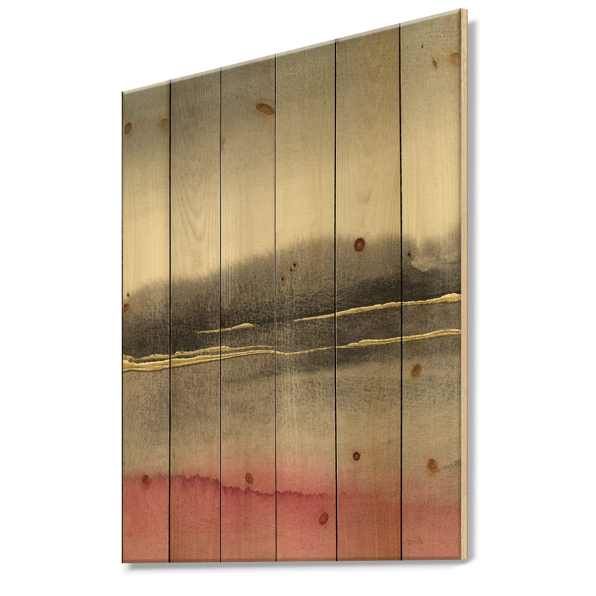 DesignQ Pink Shabby Storm II Shabby Chic Wood Wall Decor - Large Abstract Wood Wall Art Panel Printed on Natural Pine - Perfect for Farmhouse, Bedroom & Living Room Wall Decor