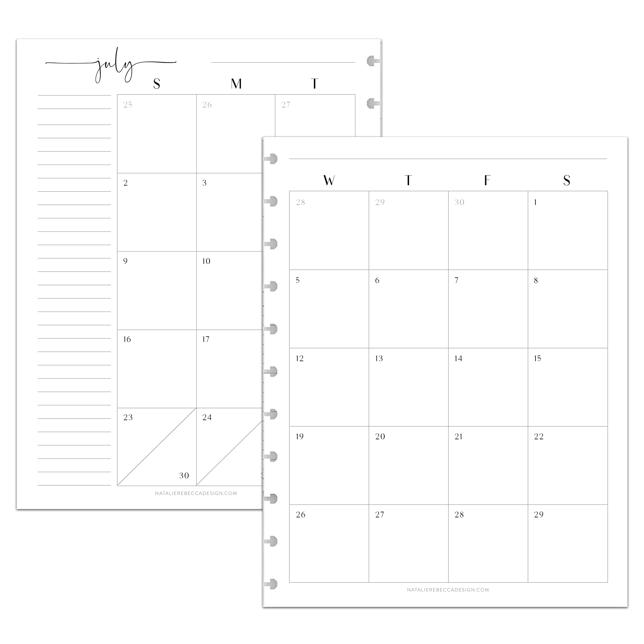 BetterNote July 2025 - June 2026 Academic Planner Refill for Discbound Notebooks - 8.5