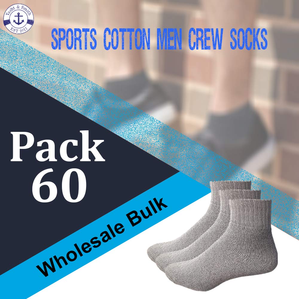 Yacht & Smith Men's Cotton Athletic Mid Ankle Socks - Bulk Pack (Size 10-13) - Perfect for Sports, Running & Casual Wear