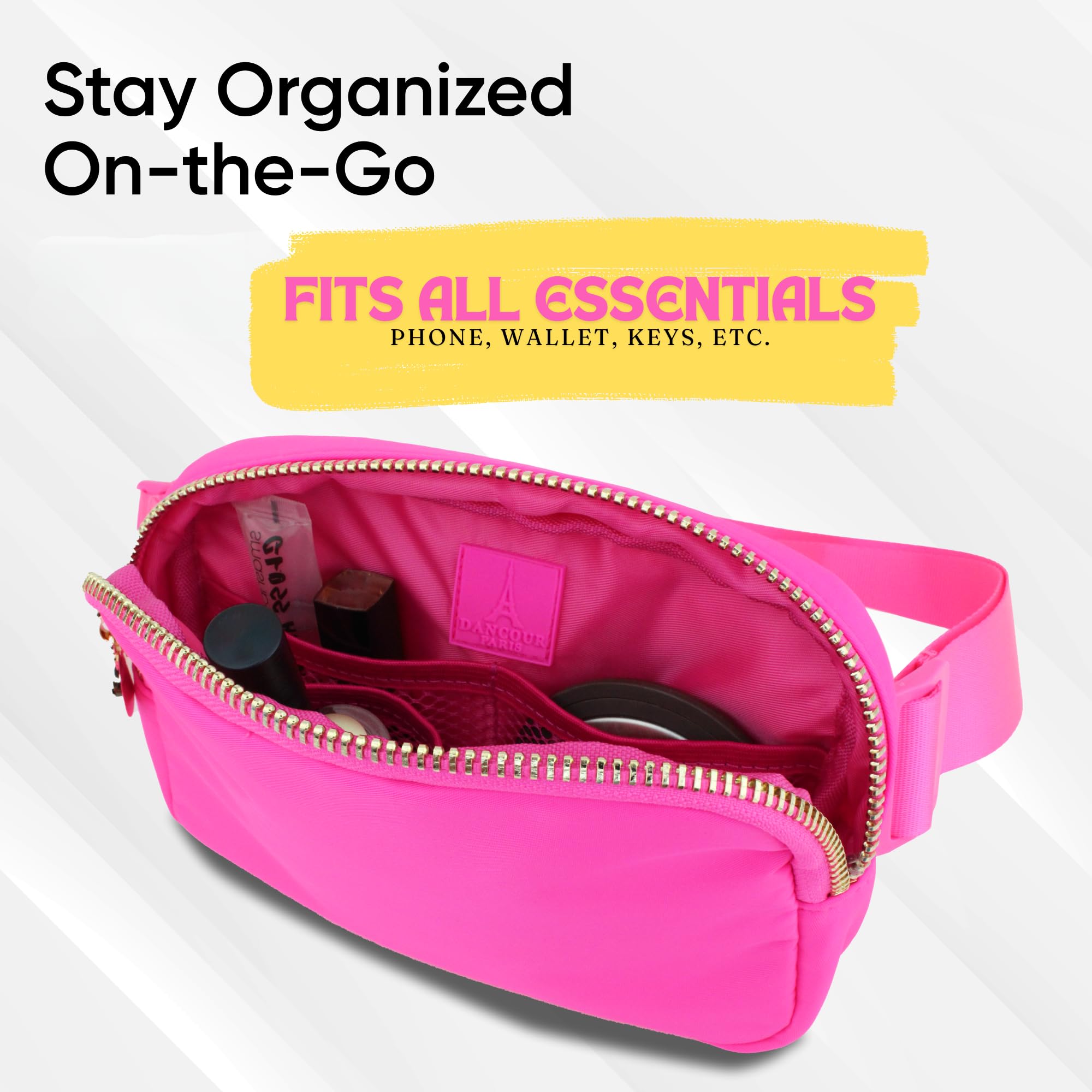 Stylish Hot Pink Belt Bag for Women & Girls - Fashionable Fanny Pack Waist Bag, Crossbody Purse for Everyday Use - Perfect for Travel, Gym, Running, Shopping & Outdoor Activities