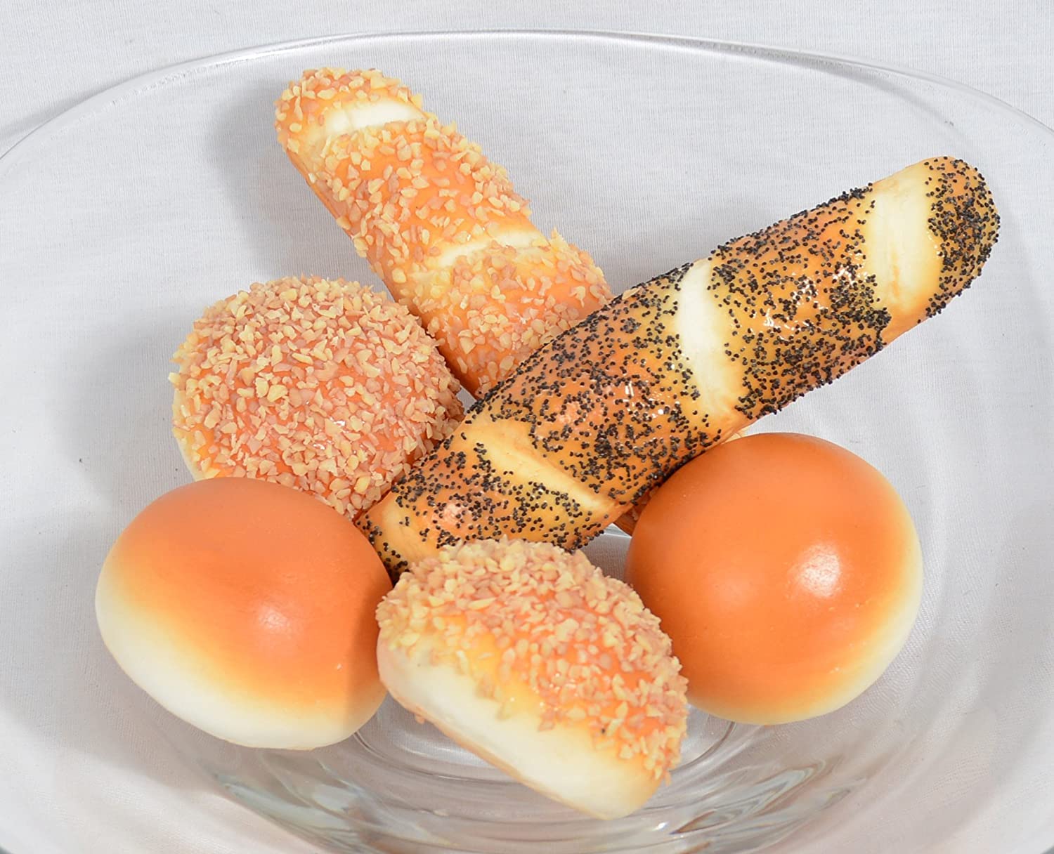 Fake Bread Display - Artificial Bread & Rolls for Home Decor, Restaurant, Bakery Showcase - 6-Piece Set for Realistic Food Props and Decoration
