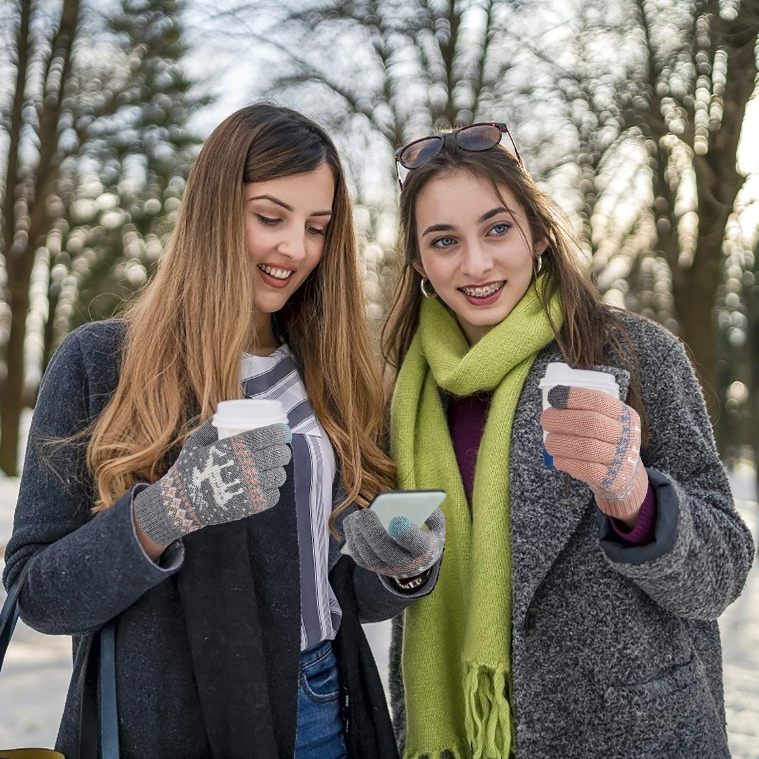 Women's Touch Screen Gloves - Warm Knitted Mittens for Winter & Phone Use