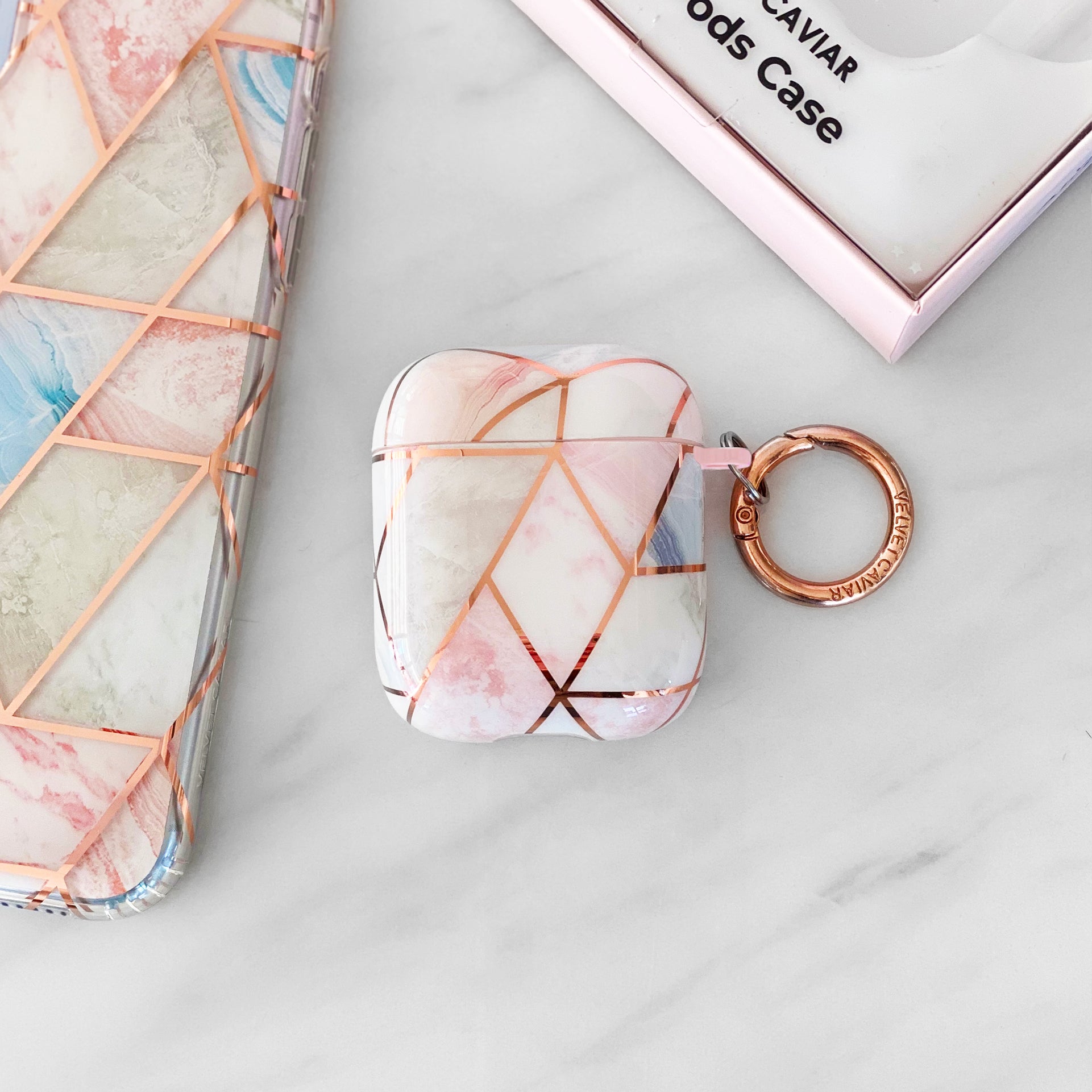 Stylish Geometric Marble AirPods Case - Trendy Protective Cover for AirPods 1/2/3 & Pro - Perfect for Travel, Work & Everyday Use