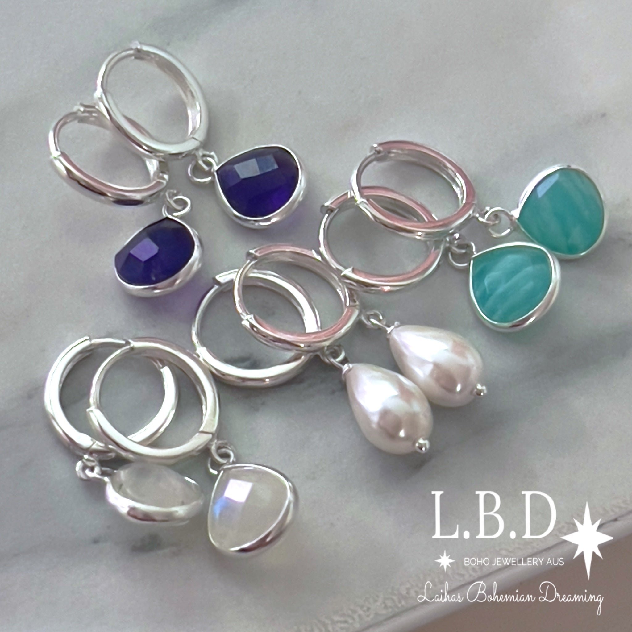 Laihas Pearly Hearts Natural Pearl Hoop Earrings for Women - Elegant Dangle Pearl Jewelry for Wedding, Party & Everyday Wear