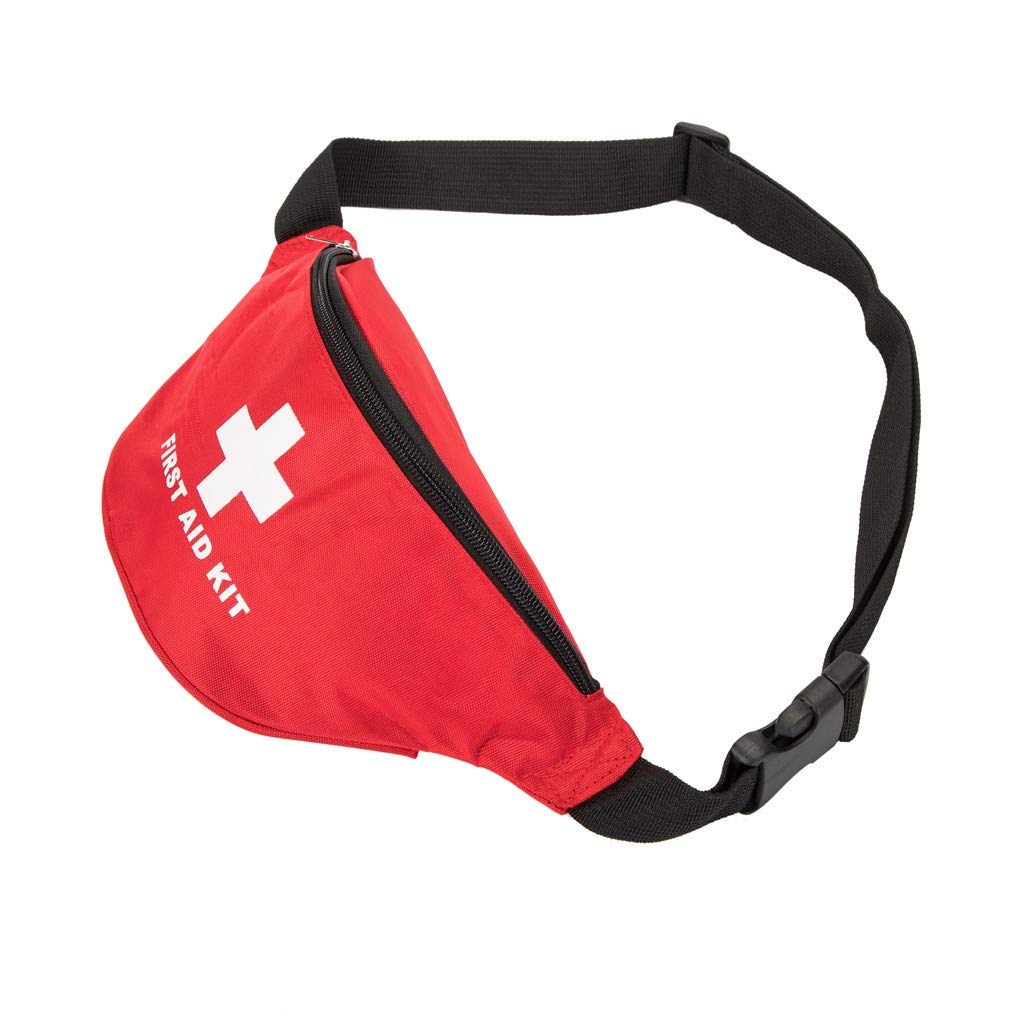 First Aid Fanny Pack - Compact Red Emergency Medical Pouch for First Responders | Portable Trauma Kit for Travel, Hiking, Camping & Car Safety | Empty Storage Bag for Home, Office & Outdoor Survival Gear
