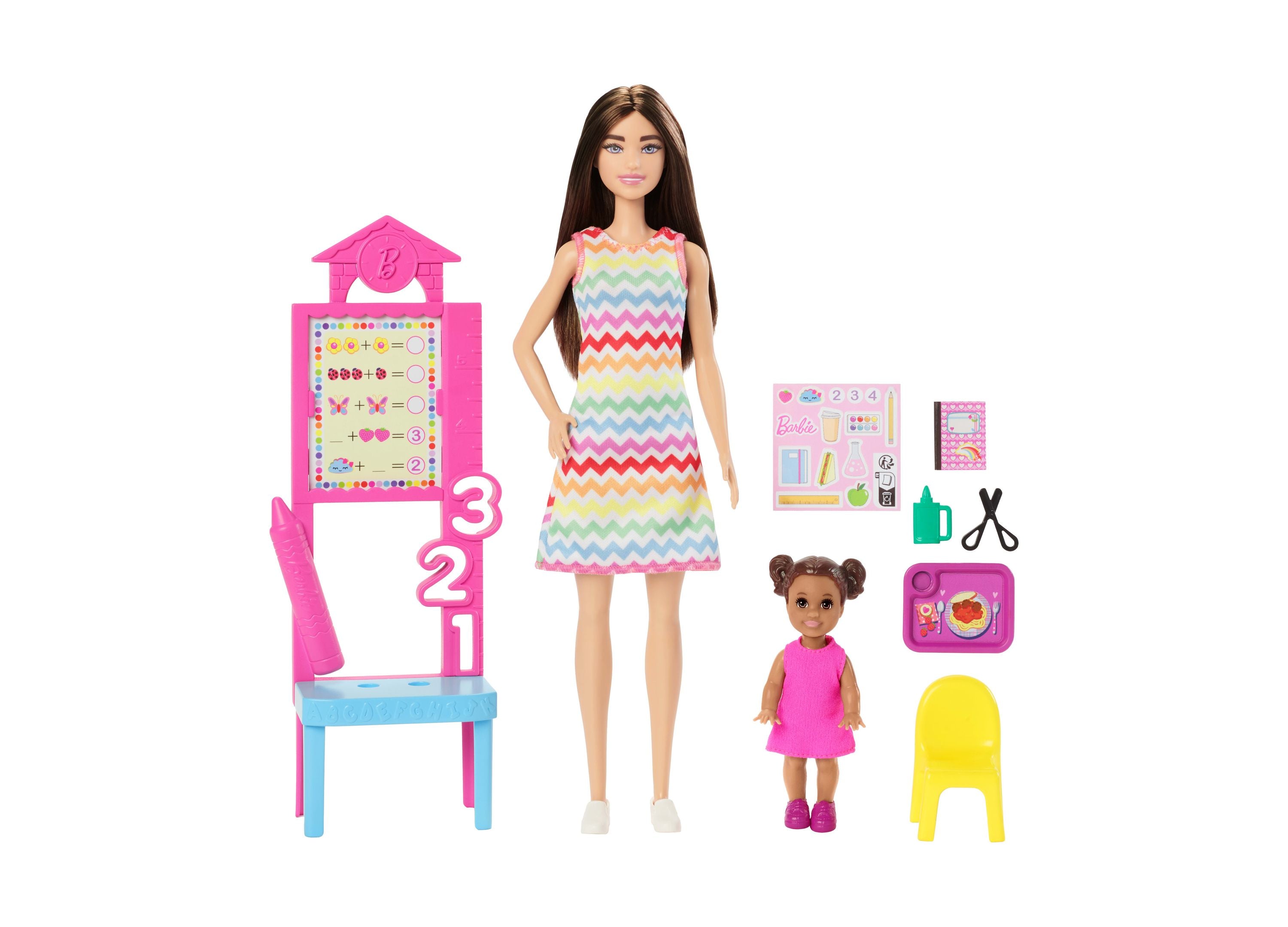Barbie Teacher Doll Set with Classroom Accessories - Brunette Educational Toy for Kids Role Play & School Pretend Play