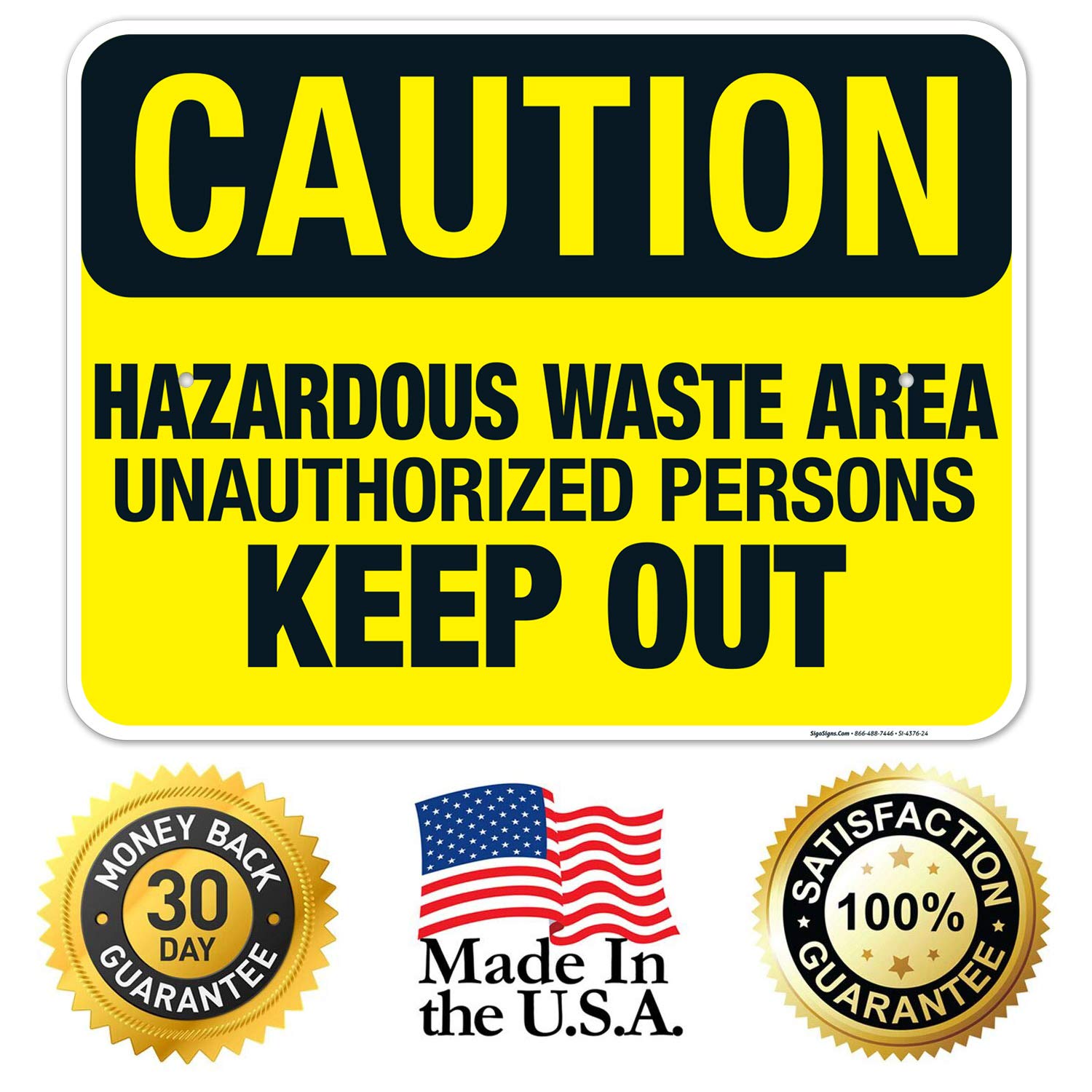 Hazardous Waste Area Sign - Unauthorized Persons Keep Out | OSHA Compliant Caution Sign | 18x24 Inches Rust-Free .063 Aluminum | Fade Resistant for Indoor & Outdoor Use | Made in USA | Perfect for Construction Sites, Warehouses & Industrial Facilities