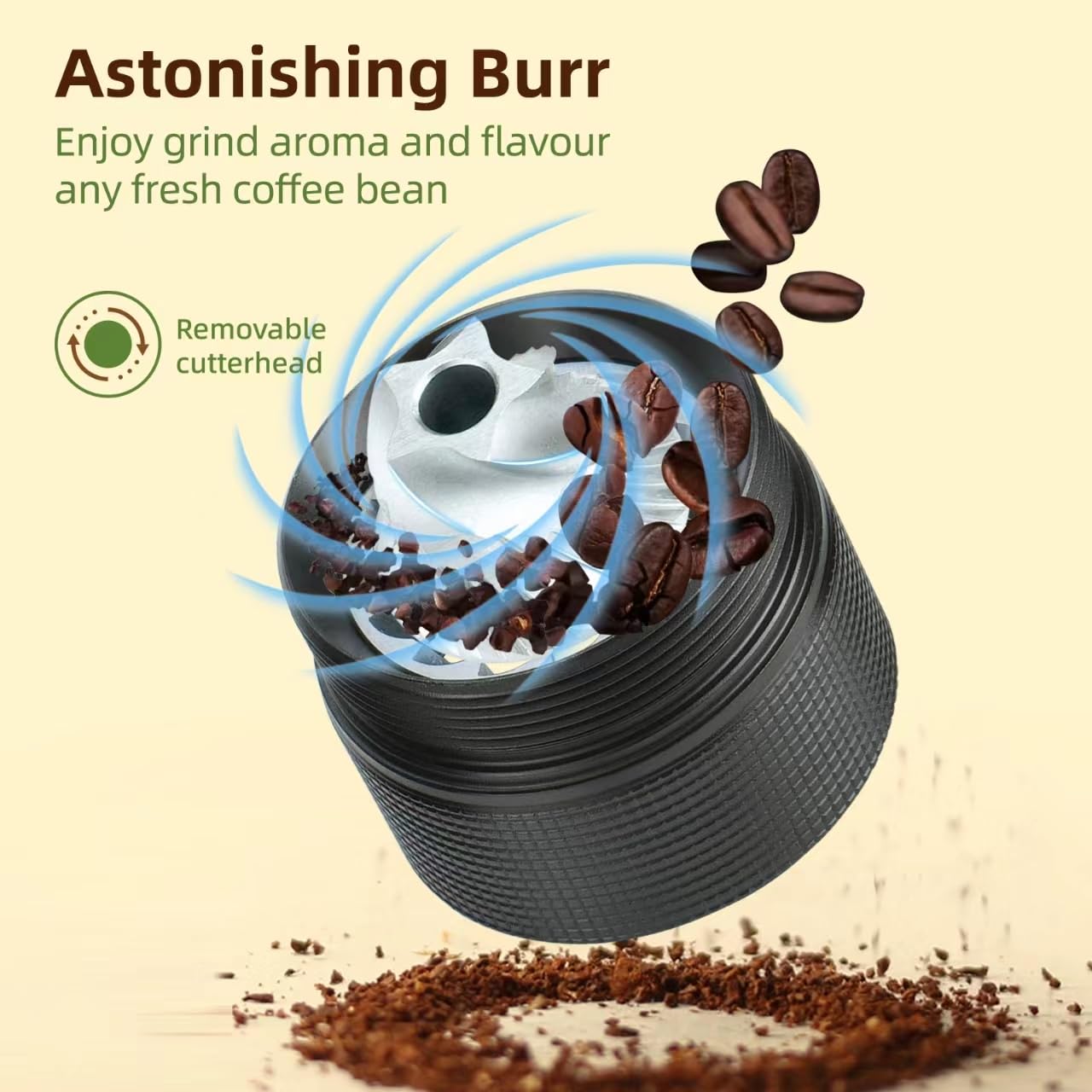 Premium Manual Coffee Grinder - Popsweeter C38 Hand Crank Burr Mill with Stainless Steel Conical Burrs for Espresso, French Press, Pour Over, Moka & Americano | Perfect for Home, Office, Travel & Camping Use