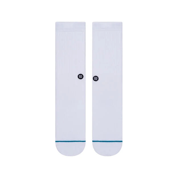 Men's Cotton Crew Socks with Icon Logo - White/Black - Comfortable Athletic Socks for Running, Gym & Casual Wear