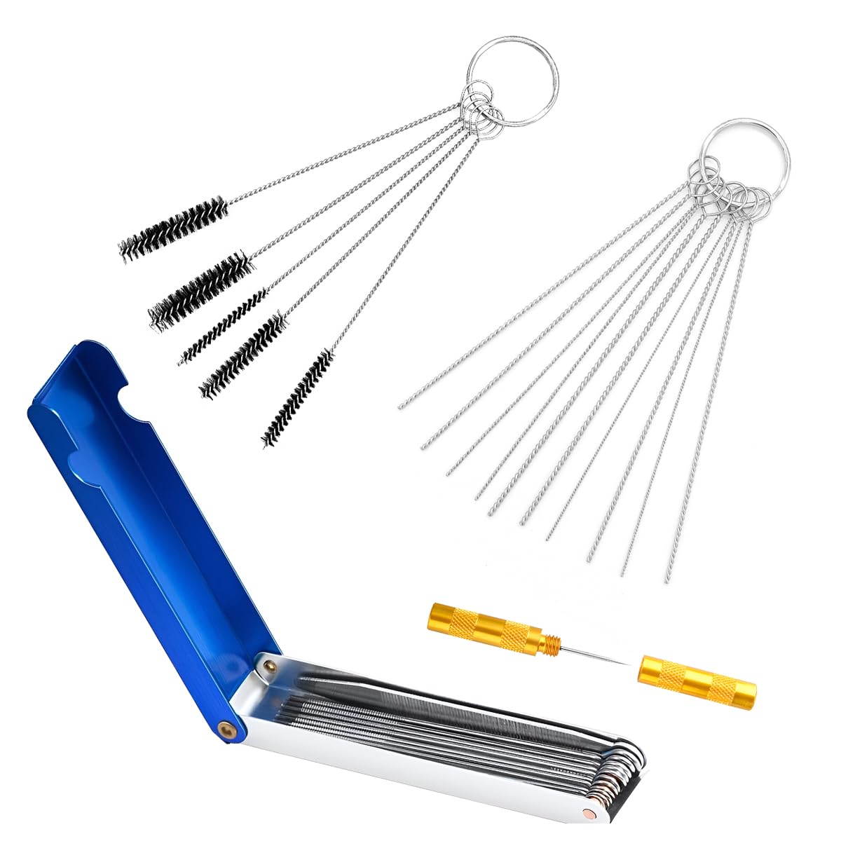 BELOMI Carburetor Cleaning Tool Kit - 12 Cleaning Wires, 10 Needles, 5 Nylon Brushes & Sharp Pick - Carburetor Jet Cleaner, Torch Tip Cleaner & Carbon Dirt Remover - Essential Repair Tools for Motorcycle, ATV, Lawn Mower & Small Engine Maintenance