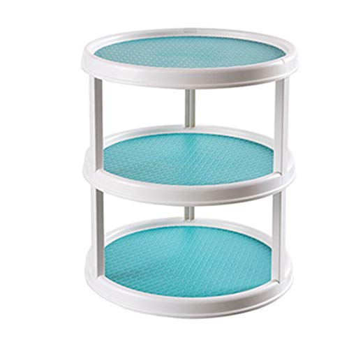 FANGO 3-Tier Rotating Kitchen Storage Tray – Round Plastic Spice Organizer, Makeup & Cosmetic Organizer for Bathroom – Perfect for Countertop, Pantry, Vanity & Office Desk Organization