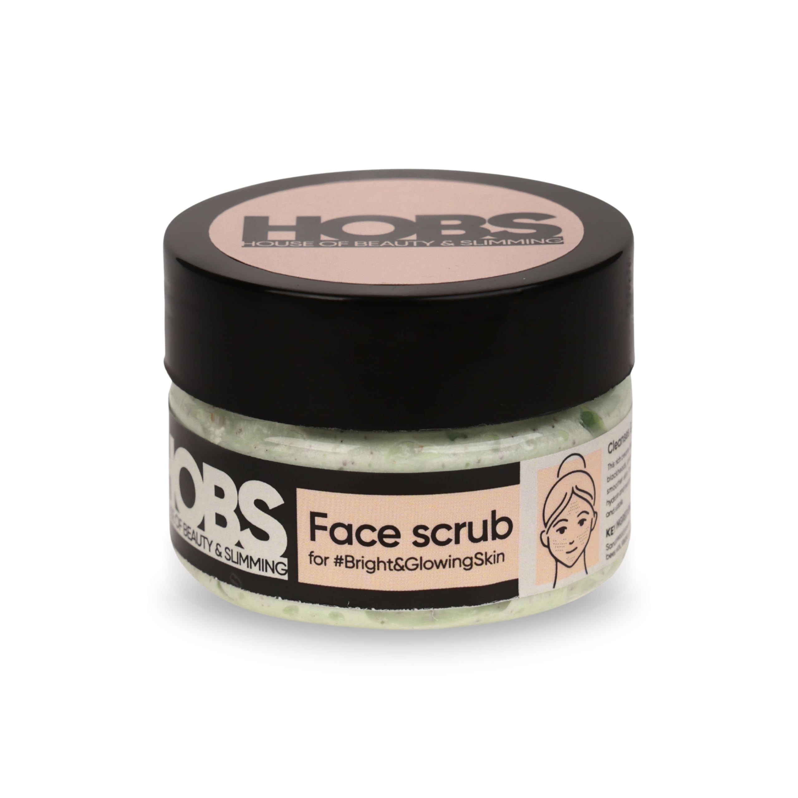 HOBS Face Scrub for Glowing Skin - Exfoliating Cleanser for Smooth & Clear Complexion - Suitable for All Skin Types (Men & Women) | 50g | Perfect for Daily Skincare Routine & Pre-Makeup Prep
