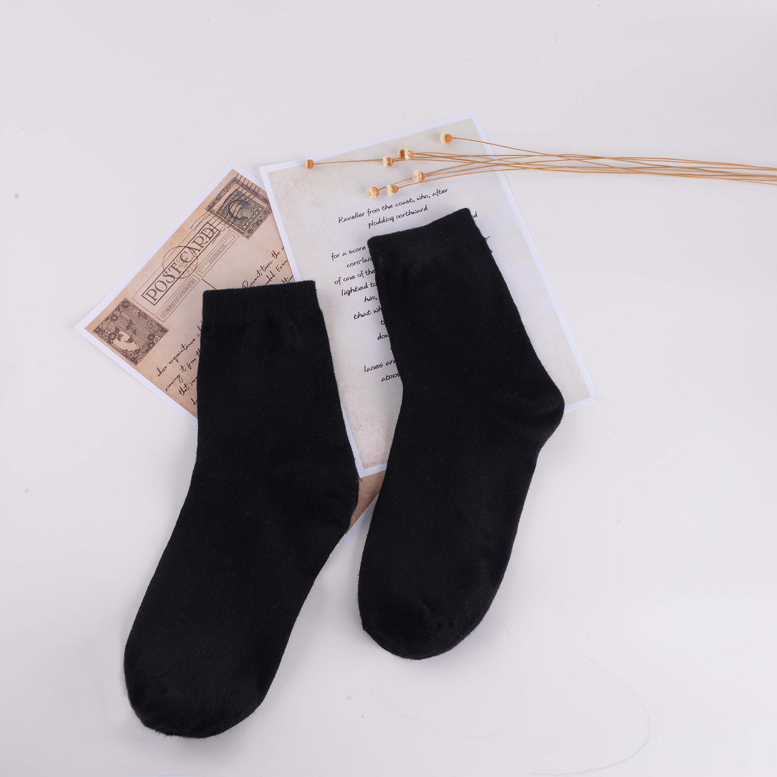 6-9 Pairs Women's Black Crew Socks - Thin High Ankle Lightweight Cotton Socks for Women - Perfect for Workout, Running, Yoga & Everyday Wear