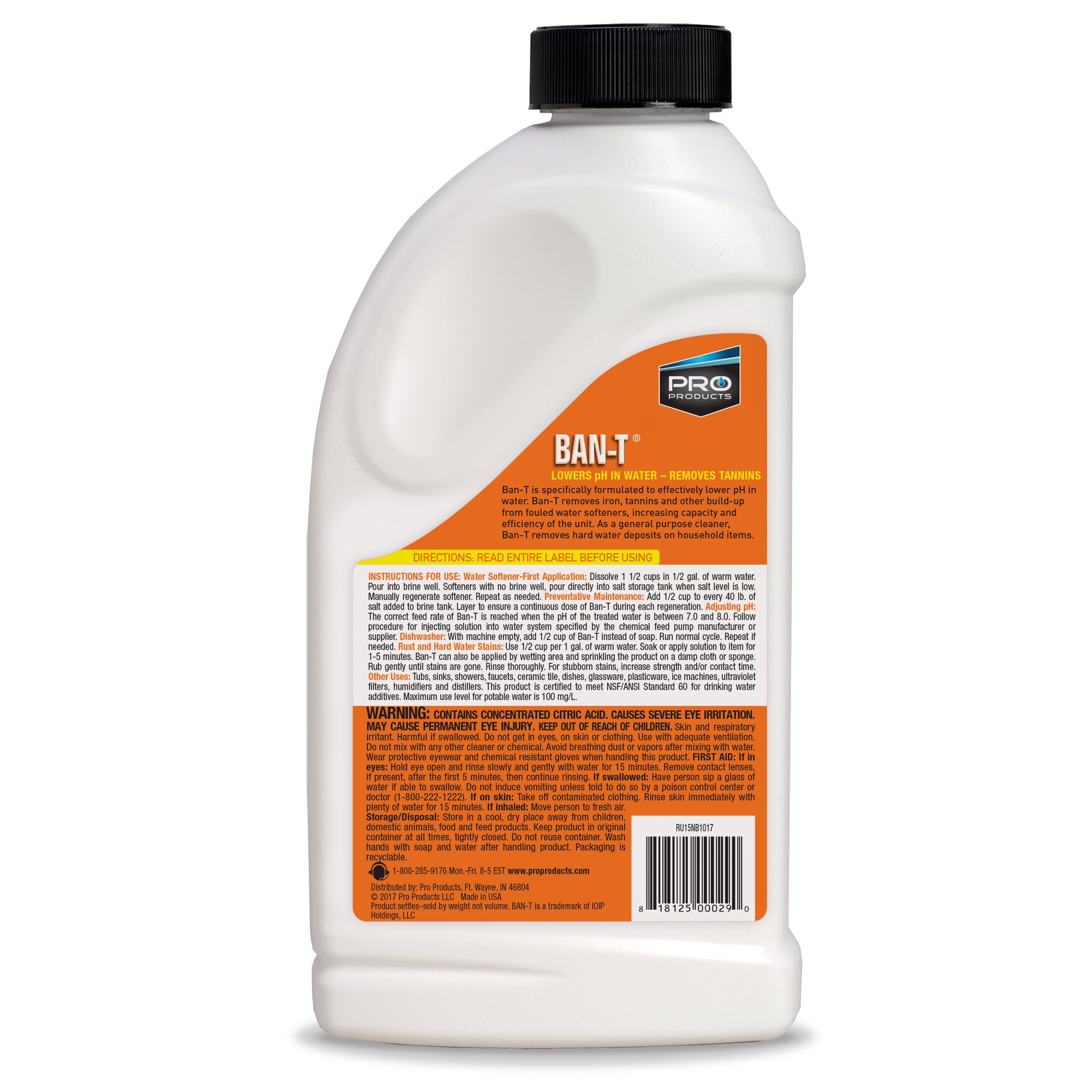 Ban-T Alkaline Water Neutralizer & Cleaner – Water Softener for Tannin & Iron Removal – Eliminates Hard Water Deposits, Limescale & Iron Stains – Improves Water Softener Efficiency – Ideal for Home, RV & Well Water Systems