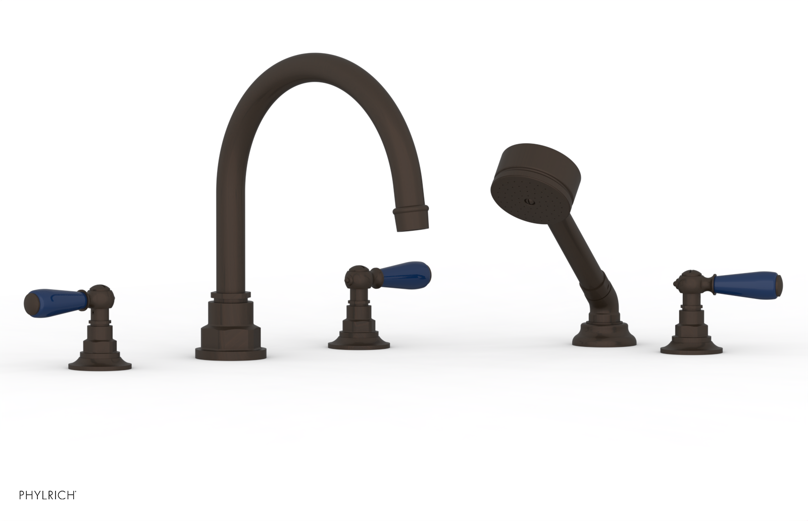 Jamestown Deck Tub Set with Hand Shower - Lever Handles & Navy Blue Accents - 165