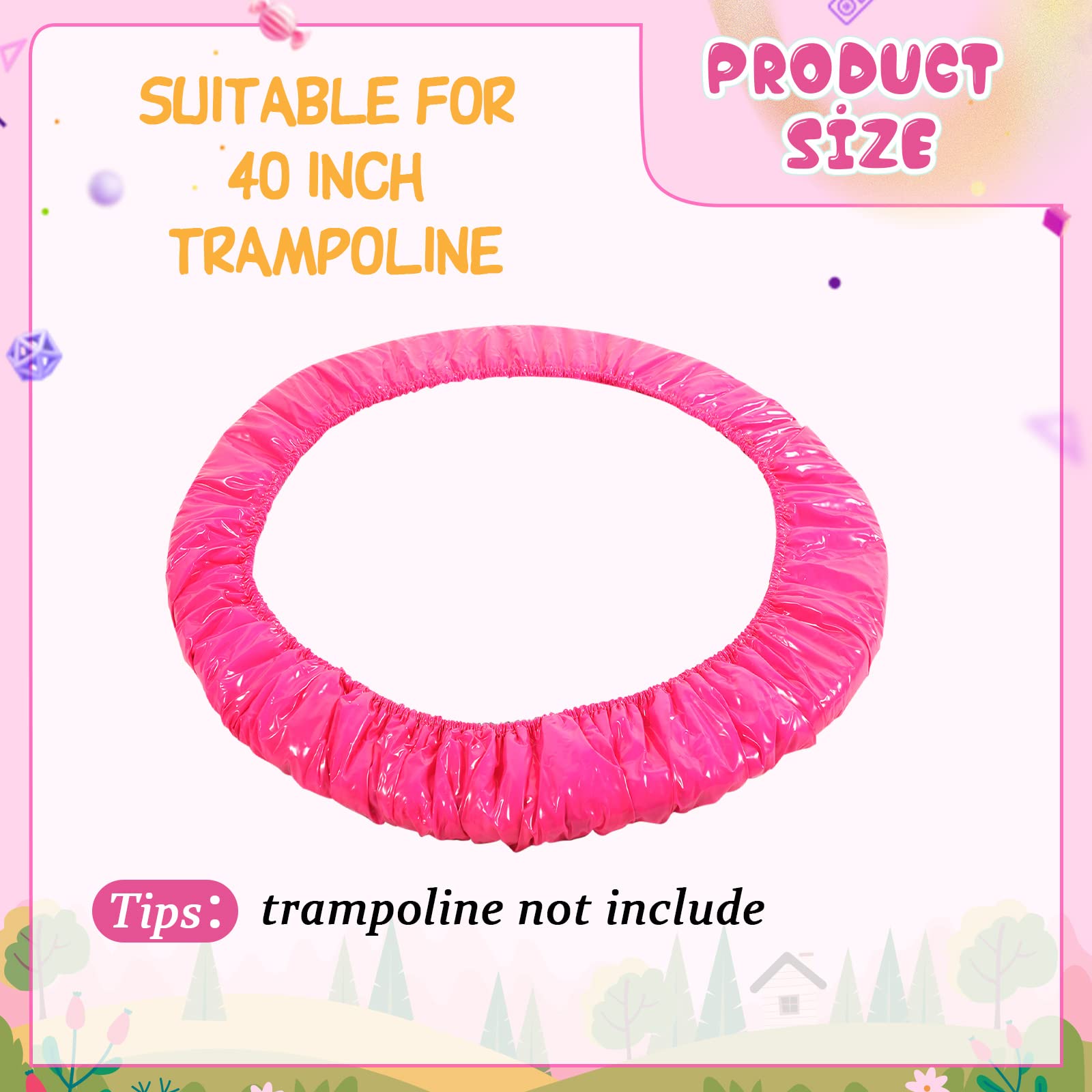 **40 Inch Waterproof Trampoline Spring Cover - Round Replacement Safety Pad for Kids, Men & Women - Durable Hot Pink Indoor/Outdoor Fitness Accessory for Home, Gym & Backyard Fun**