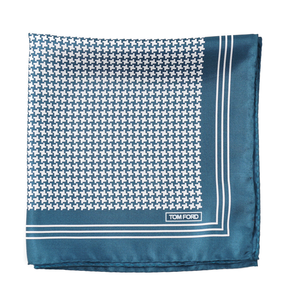 Tom Ford Houndstooth Print Pocket Square - Luxury Silk Handkerchief for Men's Suits, Weddings & Formal Events - Elegant Designer Accessory for Groomsmen & Business Attire