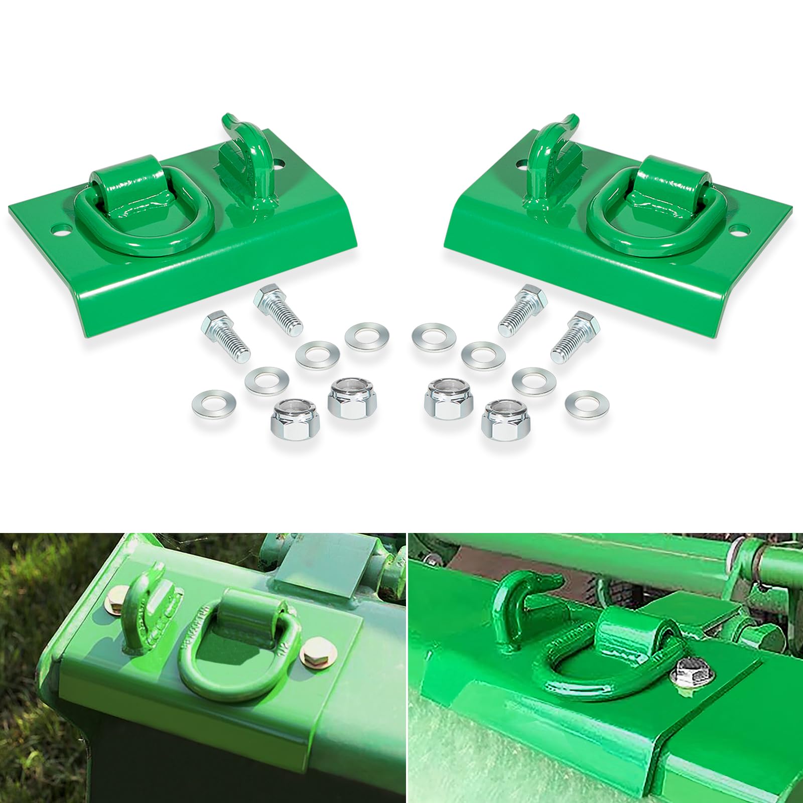 Heavy Duty Tractor Bucket Hook Grab Hooks - Fits John Deere 1025R, 2032R, 3320, 2520 & Other Compact Tractors - Bolt-On D Rings for Sub Compact & Compact Tractor Buckets - Perfect for Lifting, Hauling & Farm Equipment Attachment