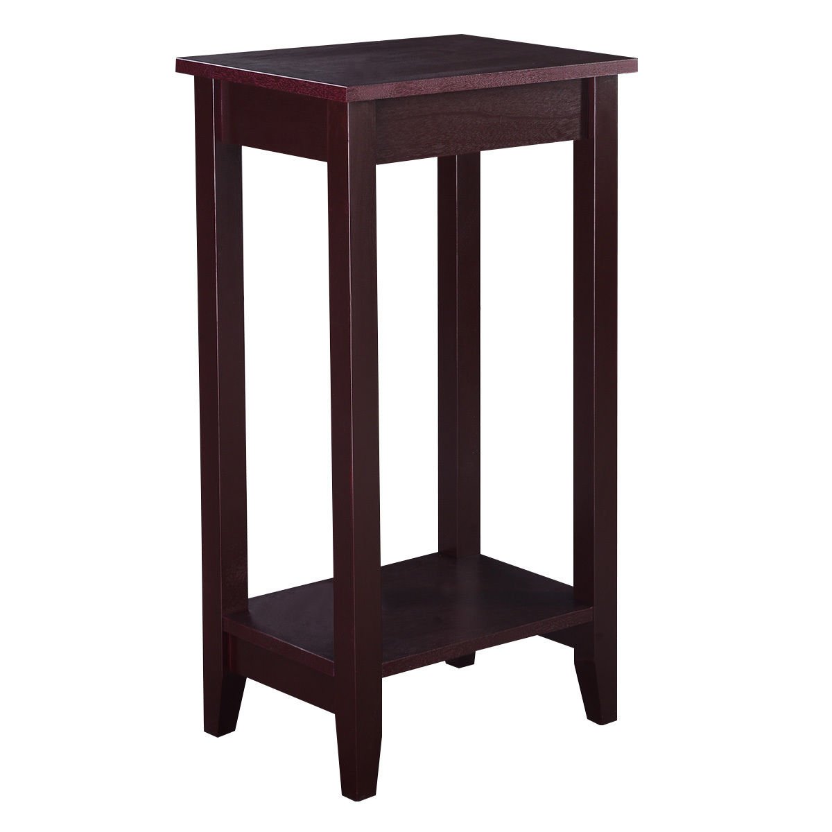 Modern Tall End Table with Storage Shelf - Sturdy Coffee Stand, Nightstand, or Side Table for Living Room, Bedroom, and Office Use