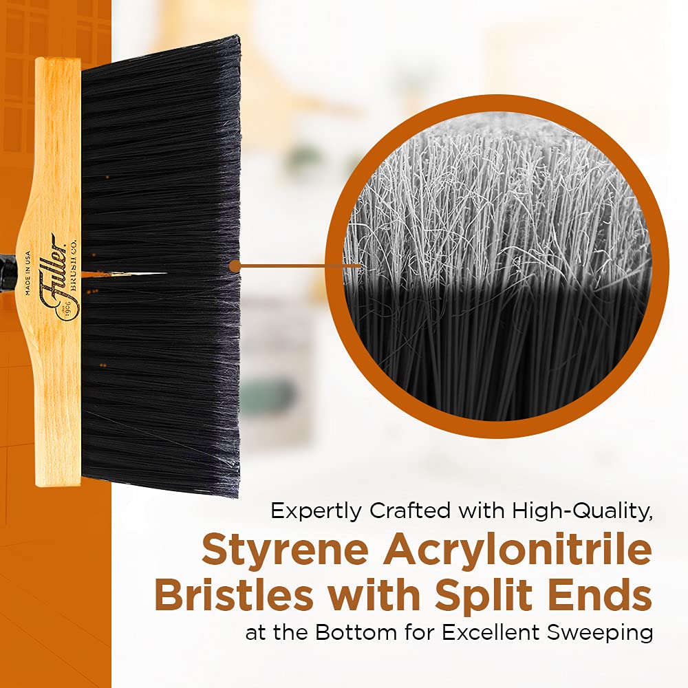 Heavy-Duty Fuller Brush Indoor/Outdoor Broom Head Replacement - Wide Wooden Sweeper with Long Bristles - Fits Standard Handles (2 Sizes) - Perfect for Kitchen Floors, Patio Cleaning & Yard Maintenance