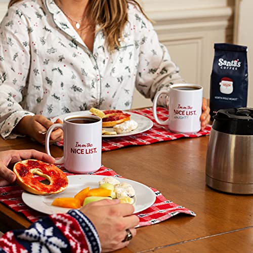 Naughty and Nice List Coffee Mug Set with Medium Roast Coffee - Perfect Holiday Gift for Christmas, Office, or Secret Santa Exchange