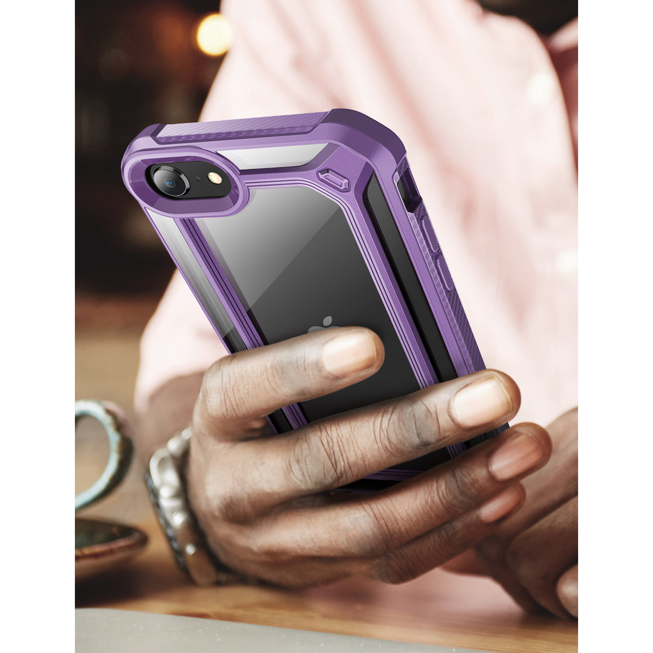 iPhone SE Case - Unicorn Beetle Exo Clear Protective Cover in Purple | Shockproof, Slim & Durable Phone Case for Everyday Use & Outdoor Activities