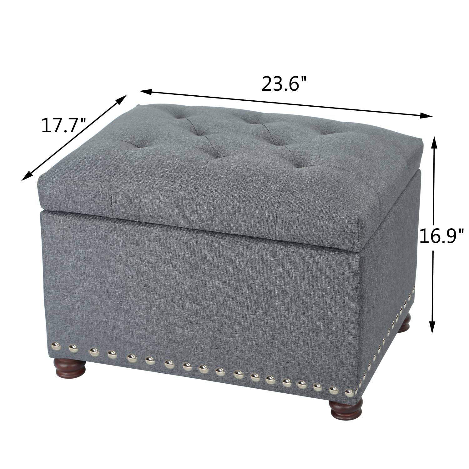 Joveco 24 Inch Fabric Storage Ottoman Bench - Modern Tufted Foot Rest Stool with Storage for Entryway, Bedroom & Living Room | Multi-Functional Seat for Home Organization & Comfortable Lounging