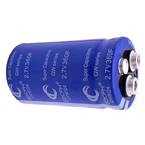 Wakauto 2.7V 360F Farad Super Capacitor - High Performance Audio Capacitor with Screw Feet for Car Audio System, DIY Car Rectifier, Vehicle Electronics Upgrade | Perfect for Car Audio Enhancement, Bass Boost, and Electrical System Stabilization