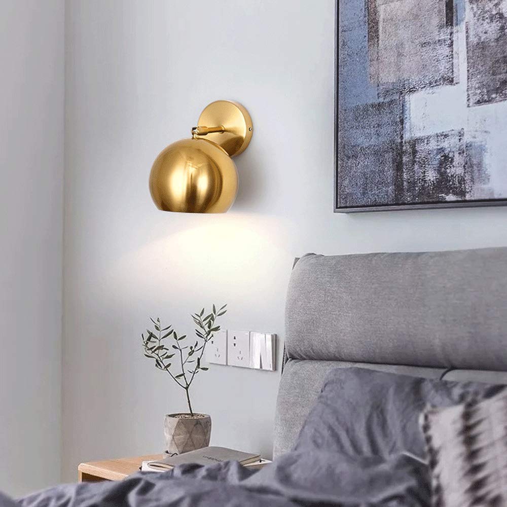 Golden Adjustable Wall Sconce Light Fixture - Modern E27 Wall Lamp for Bedroom, Living Room & Study - Dimmable Reading Light & Night Light for Bedside, Children's Room & Home Decor
