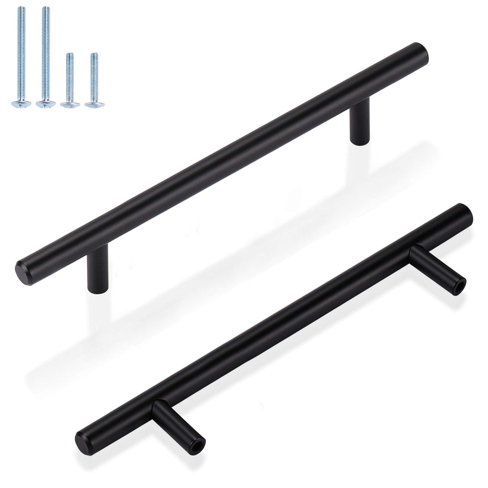 Gobekor 20 Pack 5 Inch Matte Black T-Bar Cabinet Handles - Solid Stainless Steel Drawer Pulls for Kitchen Cabinets, Dressers & Cupboards | Modern Hardware for Home & Office Furniture Upgrade