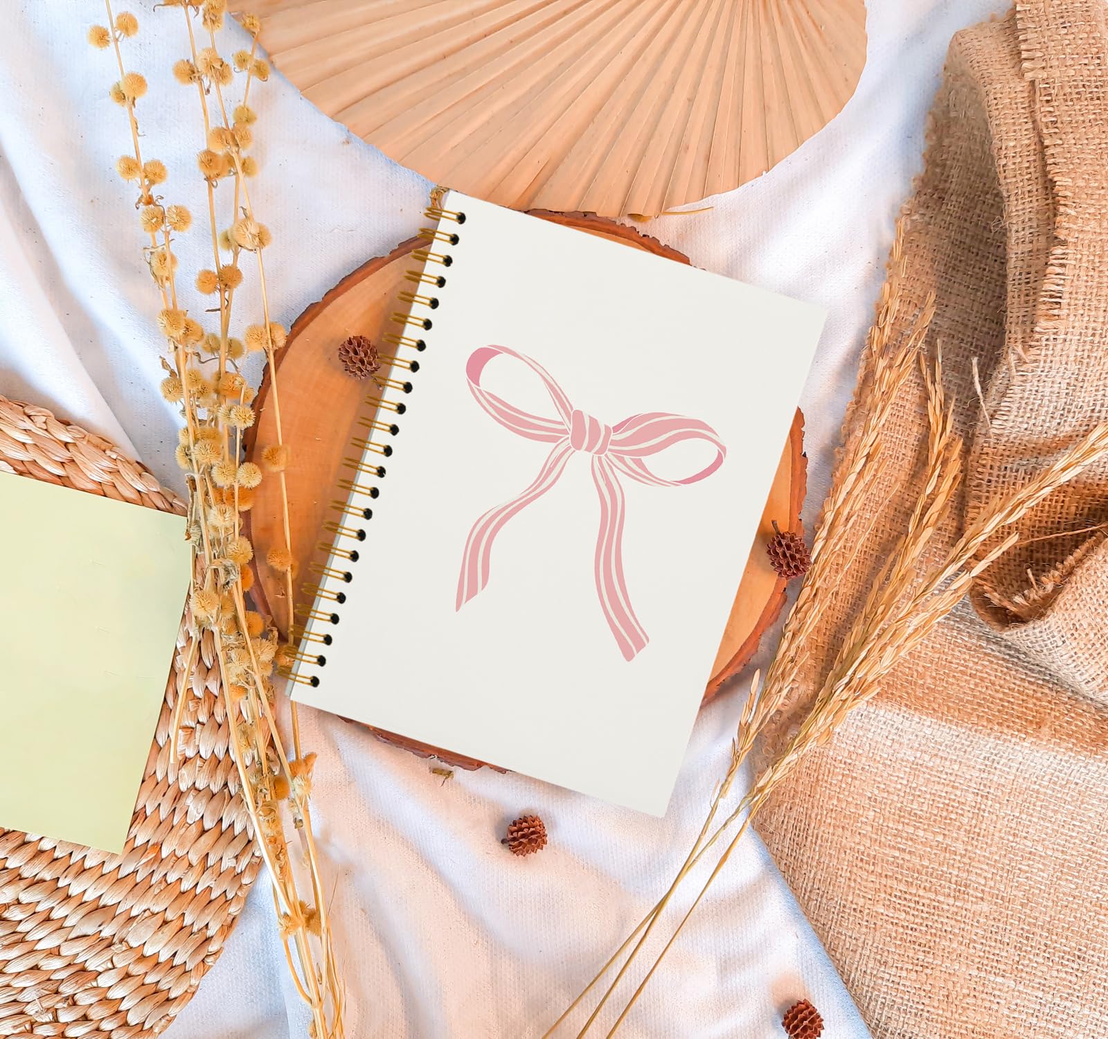 Coquette Pink Bow Spiral Notebook - Aesthetic Preppy Journal for Women & Girls, 5.5 x 8.3 College Ruled Notebook, Perfect for School, Office & Gift Giving