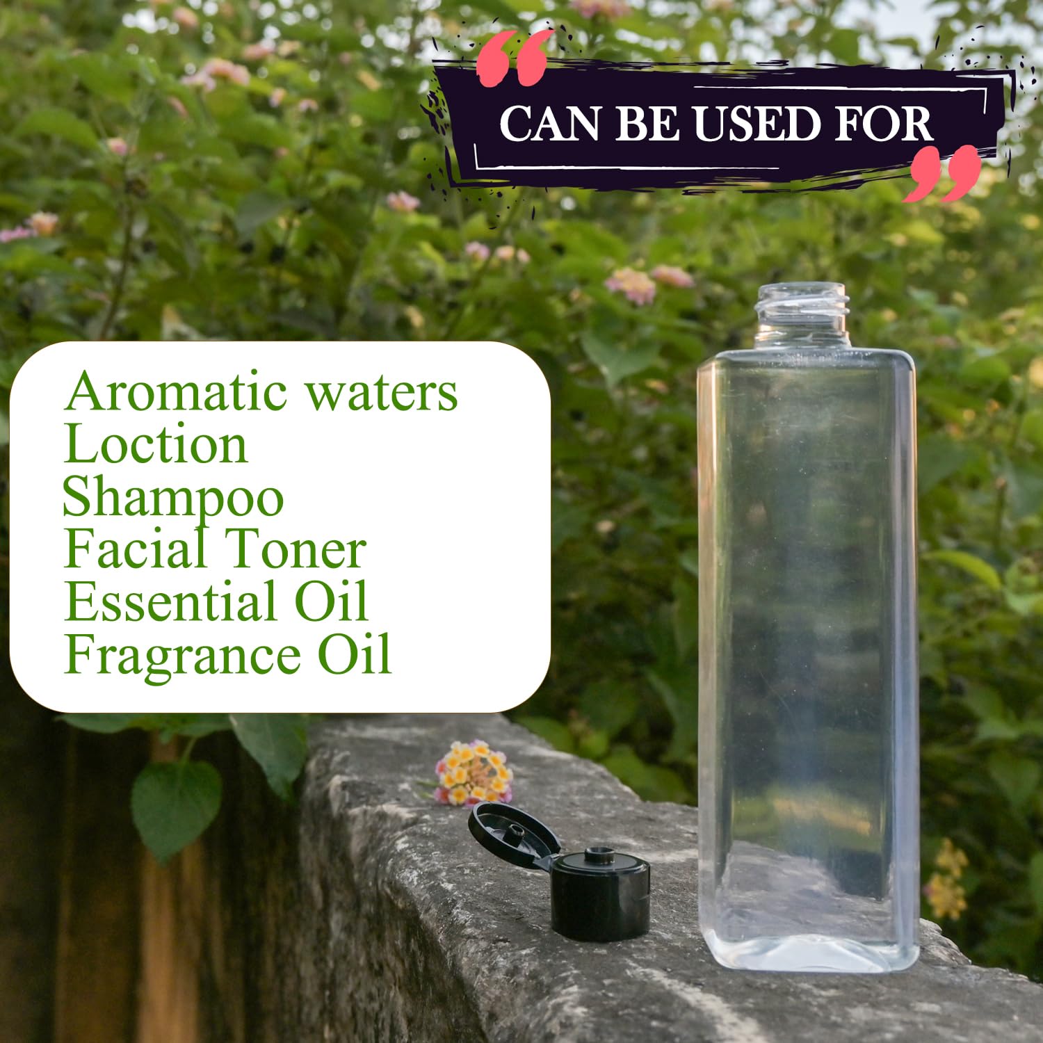 200ml Clear Empty PET Plastic Square Bottles with Black Flip Top Cap - Refillable & Reusable for Hair Oil, Ayurvedic Oil, Massage Oil, Lotions, Shampoo, Sanitizer (Pack of 3) | Perfect for DIY Beauty Products, Travel Containers & Home Organizing