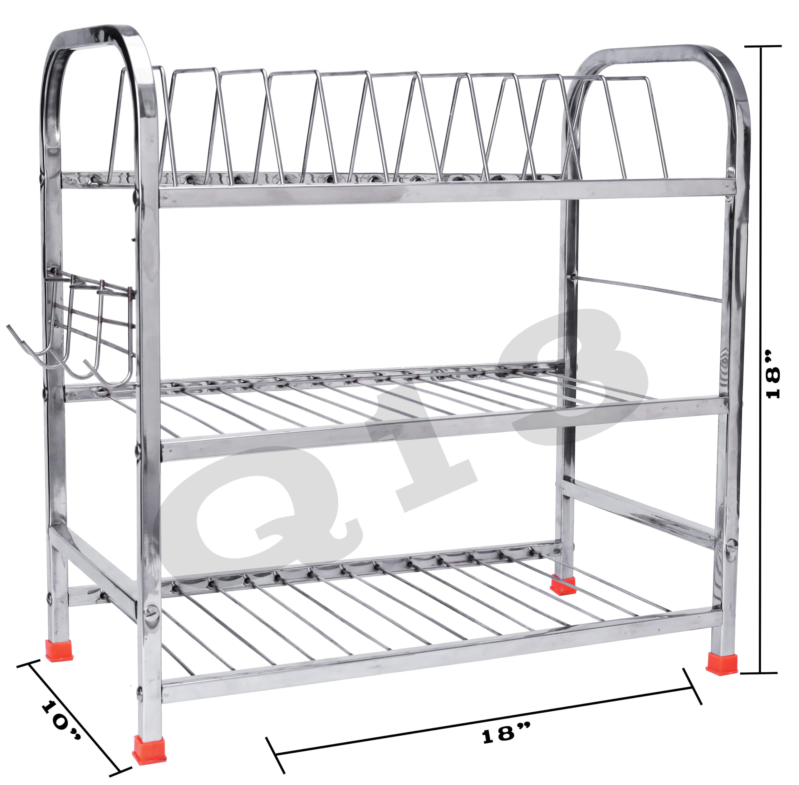 D.K 11® Stainless Steel 3-Tier Wall Mount Kitchen Organizer - Space Saving Utensil Rack for Spoons, Knives & Cutting Boards | Perfect for Small Kitchens, Dish Drying & Sink Area Storage