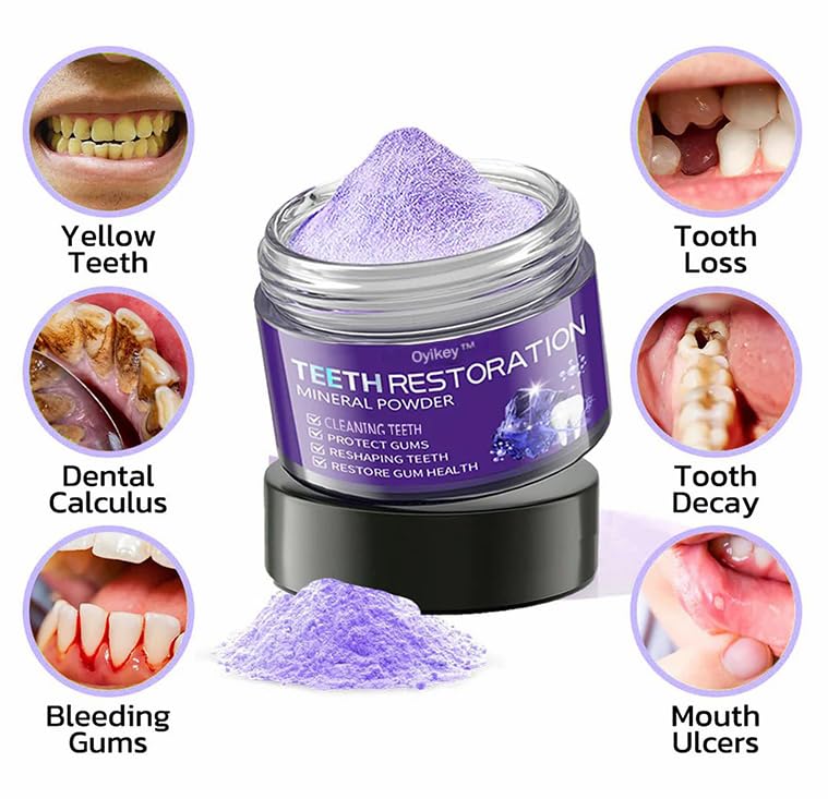 Oyikey Teeth Remineralizing Powder - Natural Tooth Powder for Strengthening Teeth & Gums | Enamel Repair, Whitening & Oral Care | Perfect for Sensitive Teeth & Daily Dental Hygiene
