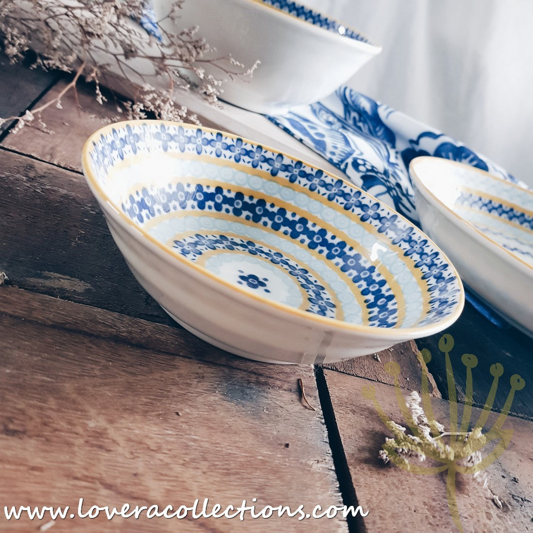 Awasaka Japan Blue & Yellow Floral Tea & Dinnerware Set - Elegant Japanese Ceramic Cups, Plates & Serving Dishes for Afternoon Tea, Dinner Parties & Home Decor