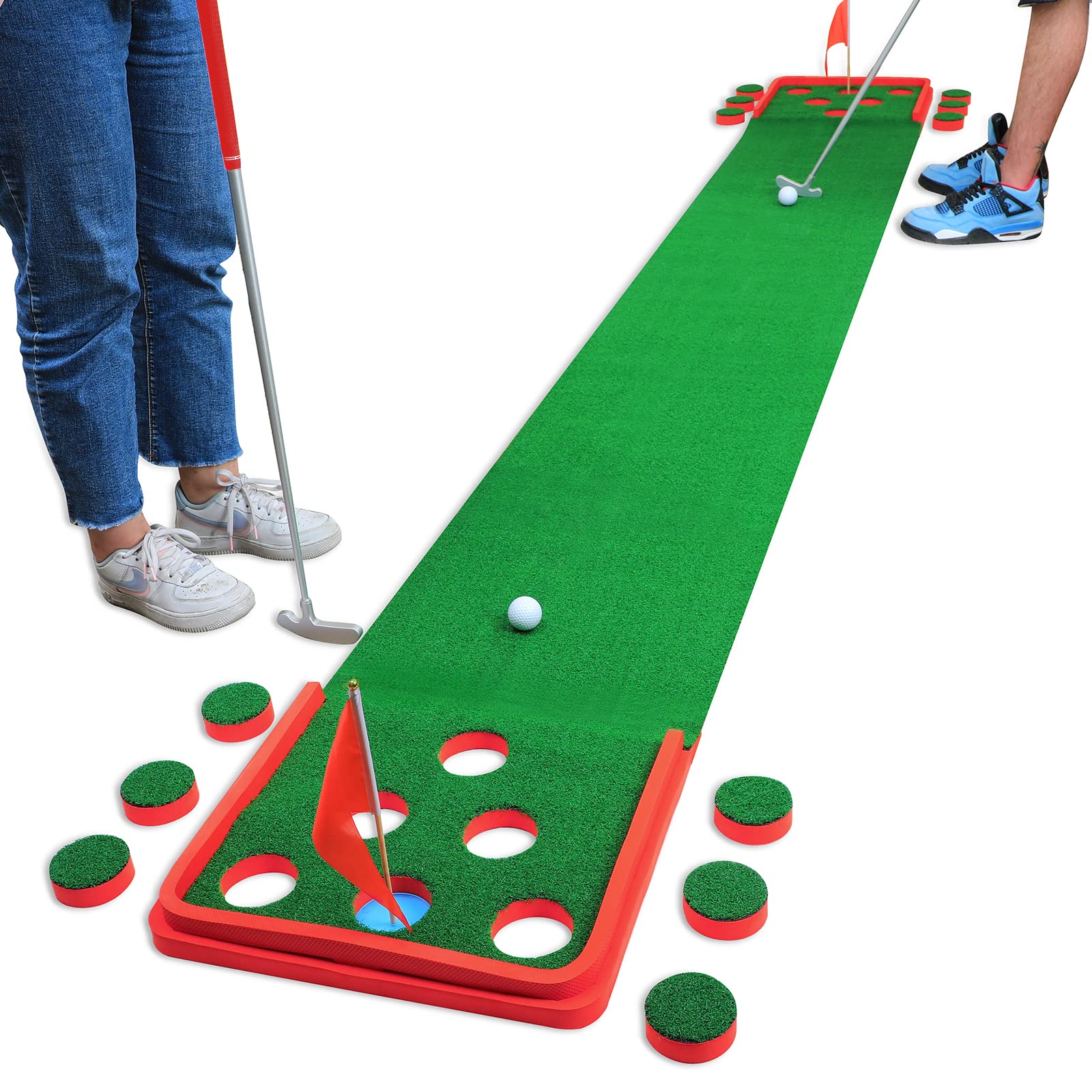 SPRAWL Golf Pong Game Set - Indoor/Outdoor Putting Mat with Practice Green & Training Aid - Perfect Golf Gift for Home, Office, Backyard - Great for Parties, Family Fun & Skill Improvement
