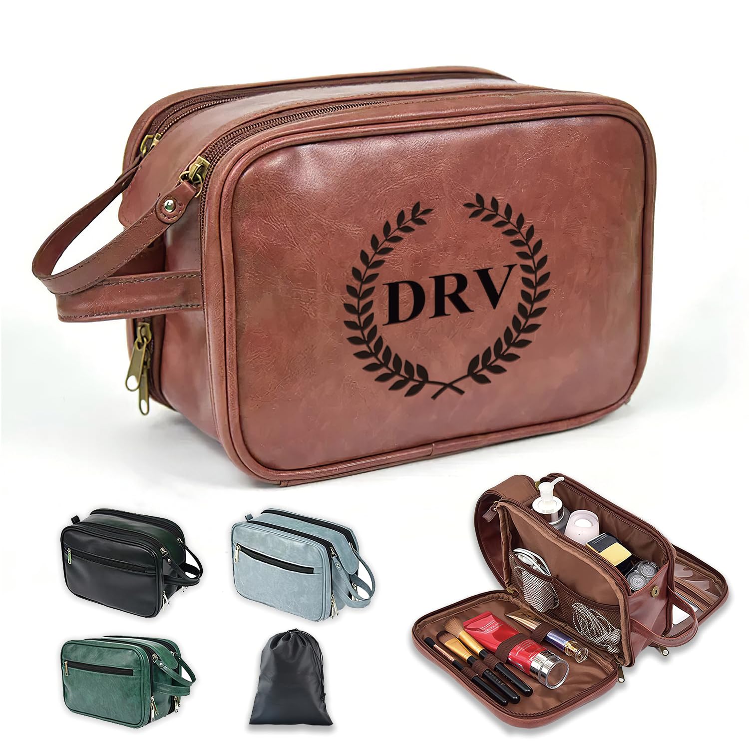 **Handcrafted Personalized Leather Toiletry Bag for Men - Custom Dopp Kit for Travel, Grooming & Gifts - Ideal for Father, Husband, Boyfriend & Groomsmen**    *(Perfect for Travel, Weddings, Business Trips & Daily Grooming Essentials - Durable & Stylish Cosmetic & Shaving Bag)*