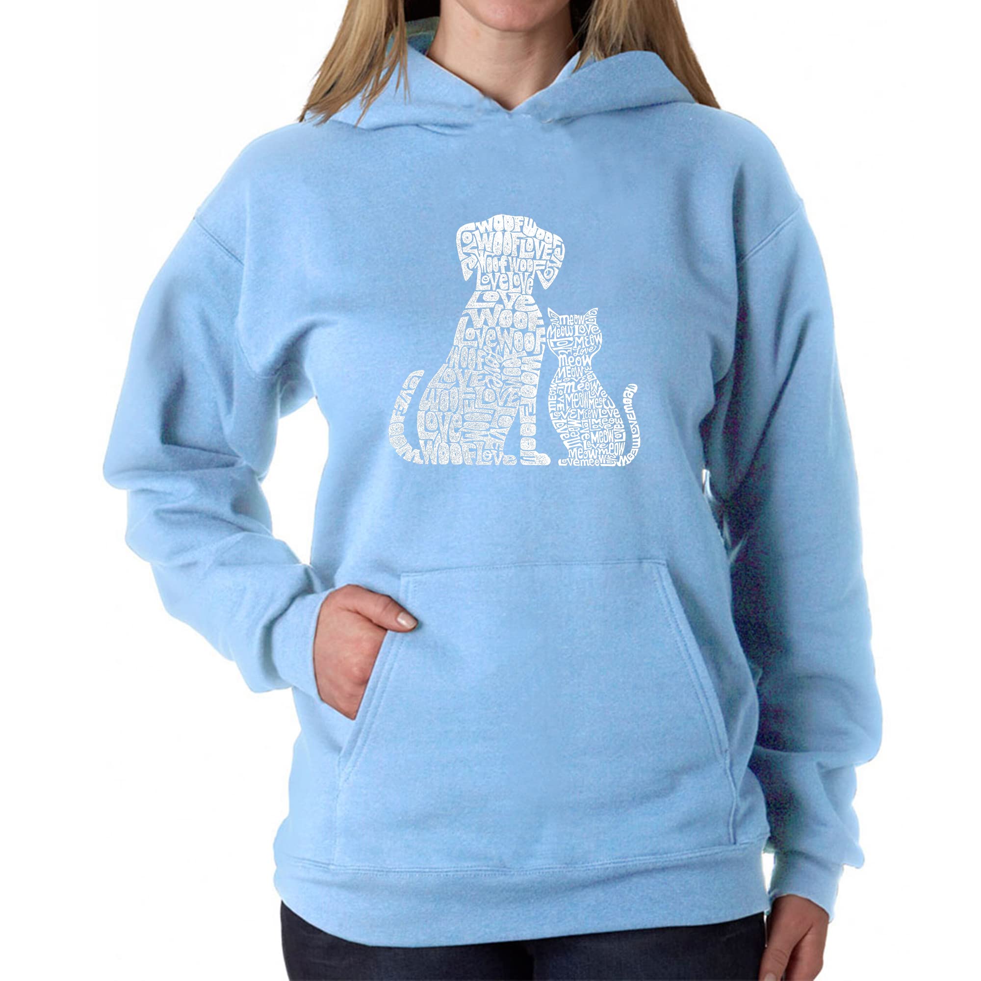 LA POP ART Women's Word Art Hooded Sweatshirt - Dog & Cat Lovers Pullover | Cute Graphic Fleece Hoodie for Pet Owners | Perfect for Casual Wear, Gifts & Animal Themed Outfits