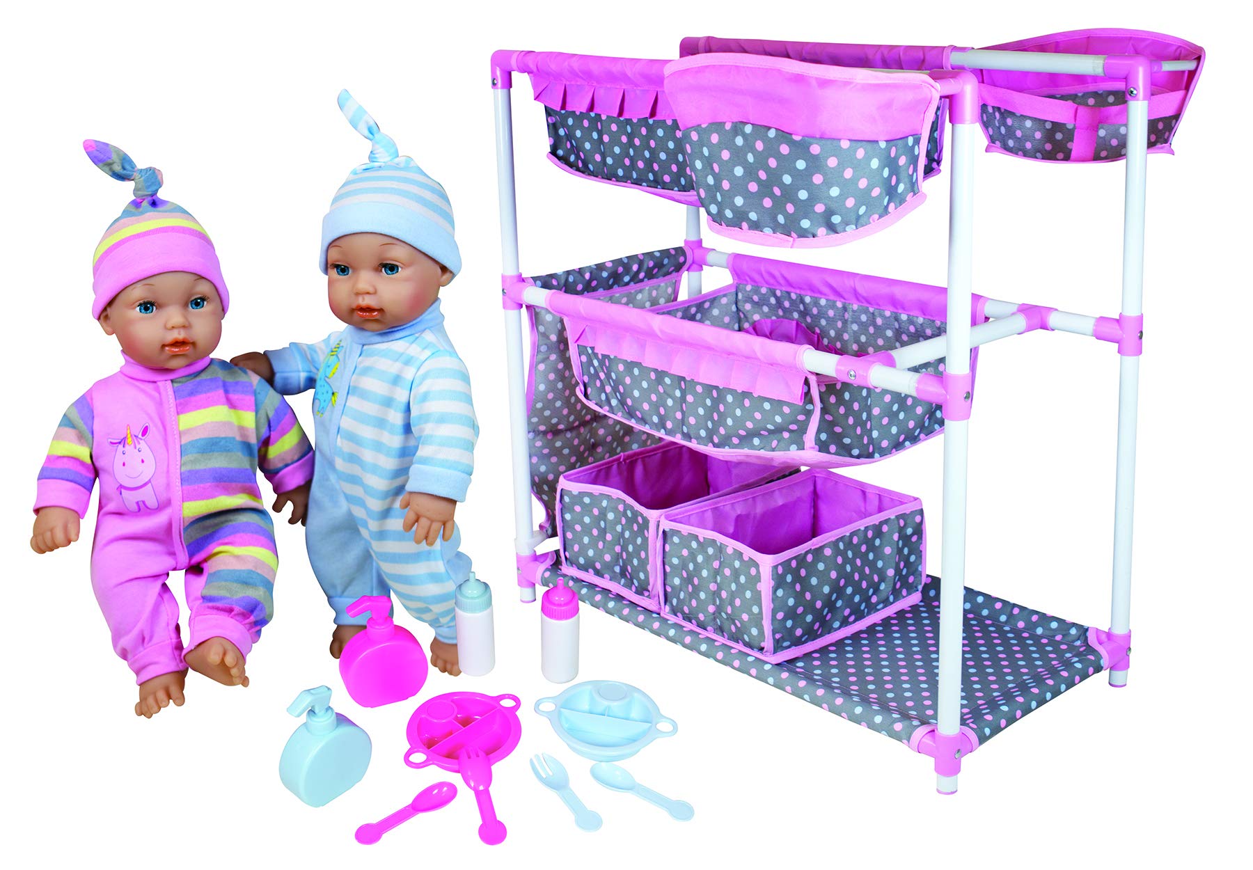 Lissi Baby Care Center Playset with Realistic Baby Dolls - Perfect for Pretend Play, Role-Playing & Early Childhood Development (Pink/Blue) | Great Gift for Toddlers & Kids Ages 3+ | Ideal for Daycare, Preschool & Home Playtime
