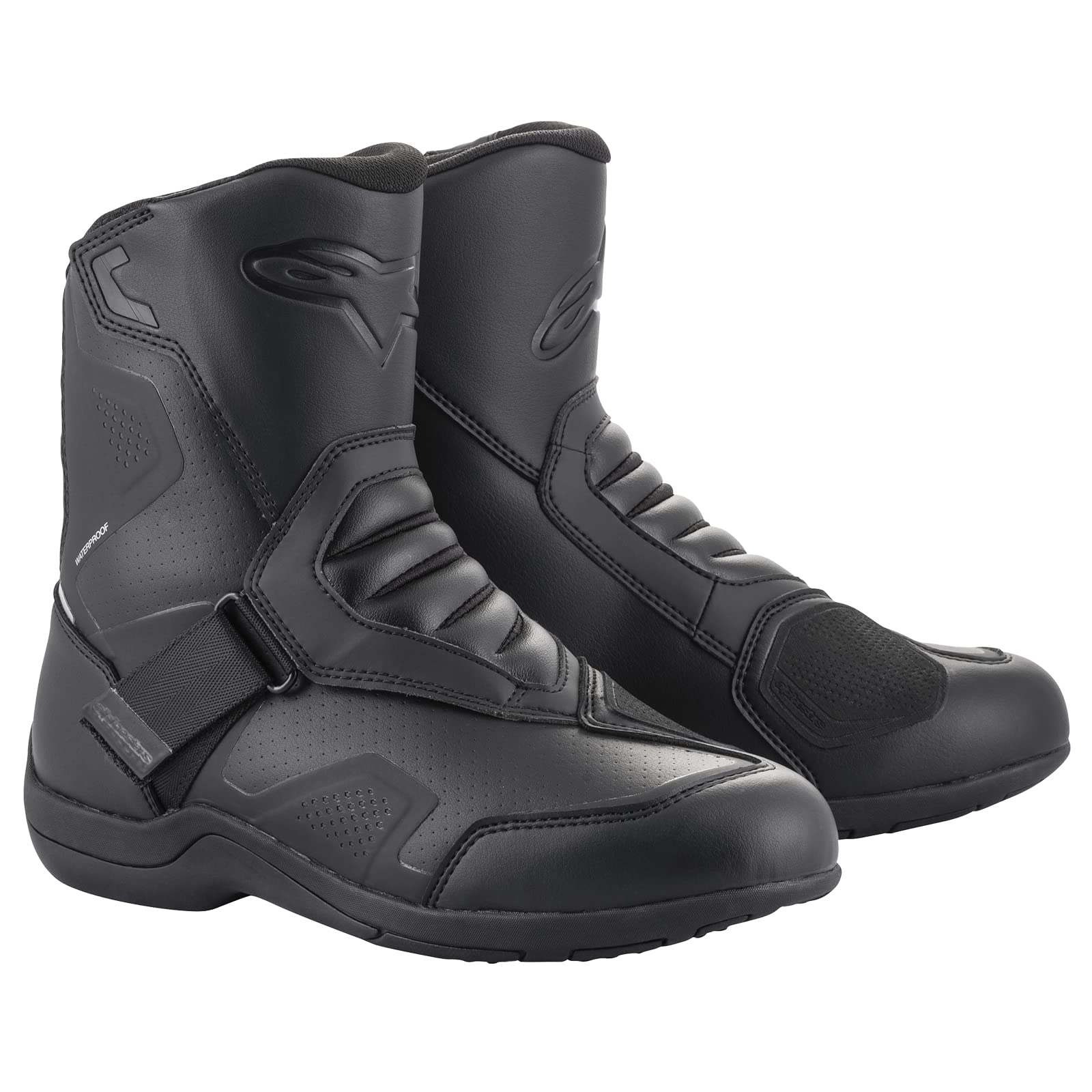 Alpinestars Ridge V2 Waterproof Motorcycle Boots - Men's Size 45 Black - Durable & Comfortable Riding Boots for Adventure Touring & Off-Road Use