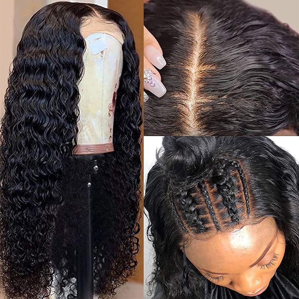 Brazilian Deep Wave Lace Front Wigs 28 Inch Human Hair - 150% Density Pre Plucked 4x4 Lace Closure with Baby Hair for Black Women | Natural Color Deep Wave Wigs for Daily Wear, Parties & Special Occasions