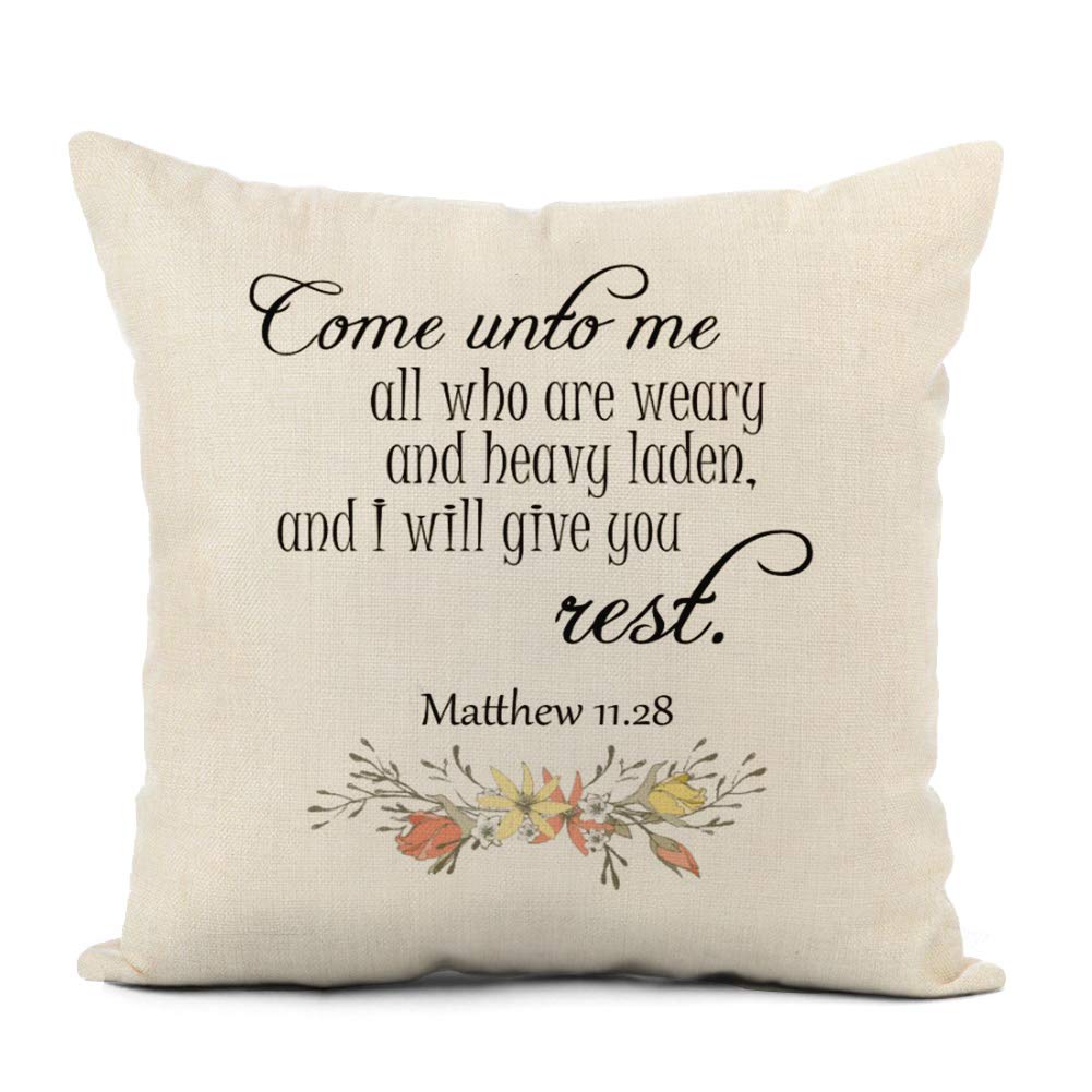 18x18 Inch Faith Bible Verse Throw Pillow Cover - Inspirational Scripture Home Decor Square Cushion Cover for Sofa, Couch, Bed - Perfect for Living Room, Bedroom & Gift Giving