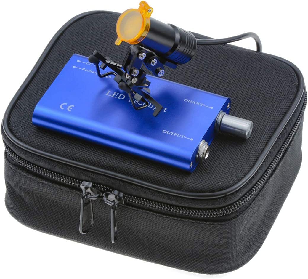 5W Portable LED Dental Headlight with Metal Clip & Filter for Binocular Loupes - Blue Light for Dental Procedures, Oral Surgery & Medical Examinations