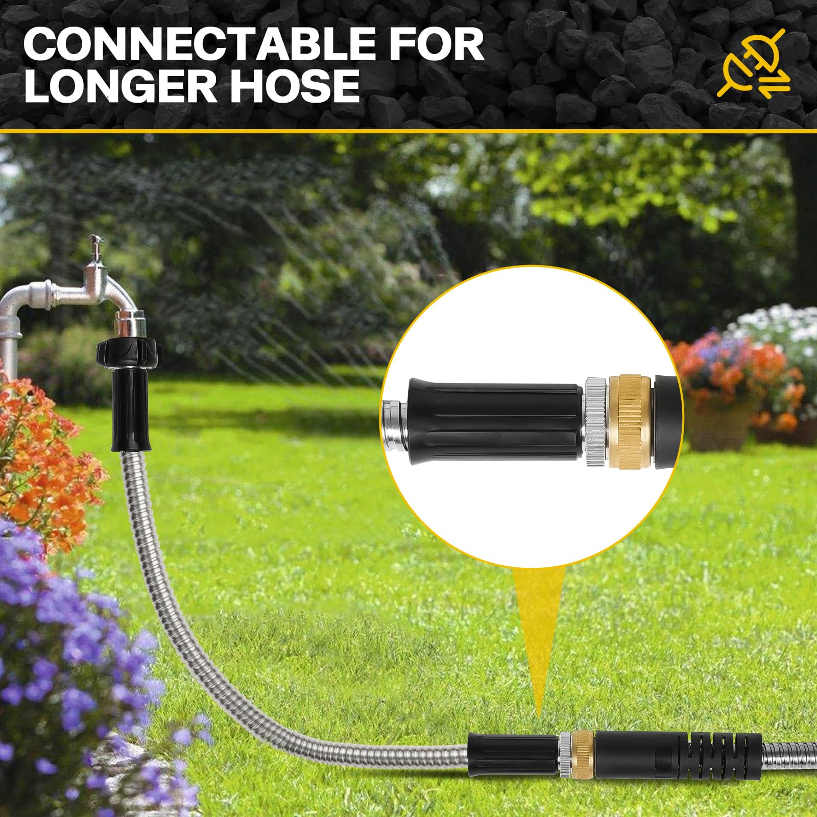 **Heavy Duty 5FT Stainless Steel Garden Hose with Metal Fittings - Flexible, Lightweight & Puncture Proof - Perfect for Yard, Outdoor, RV, and Camping Use**