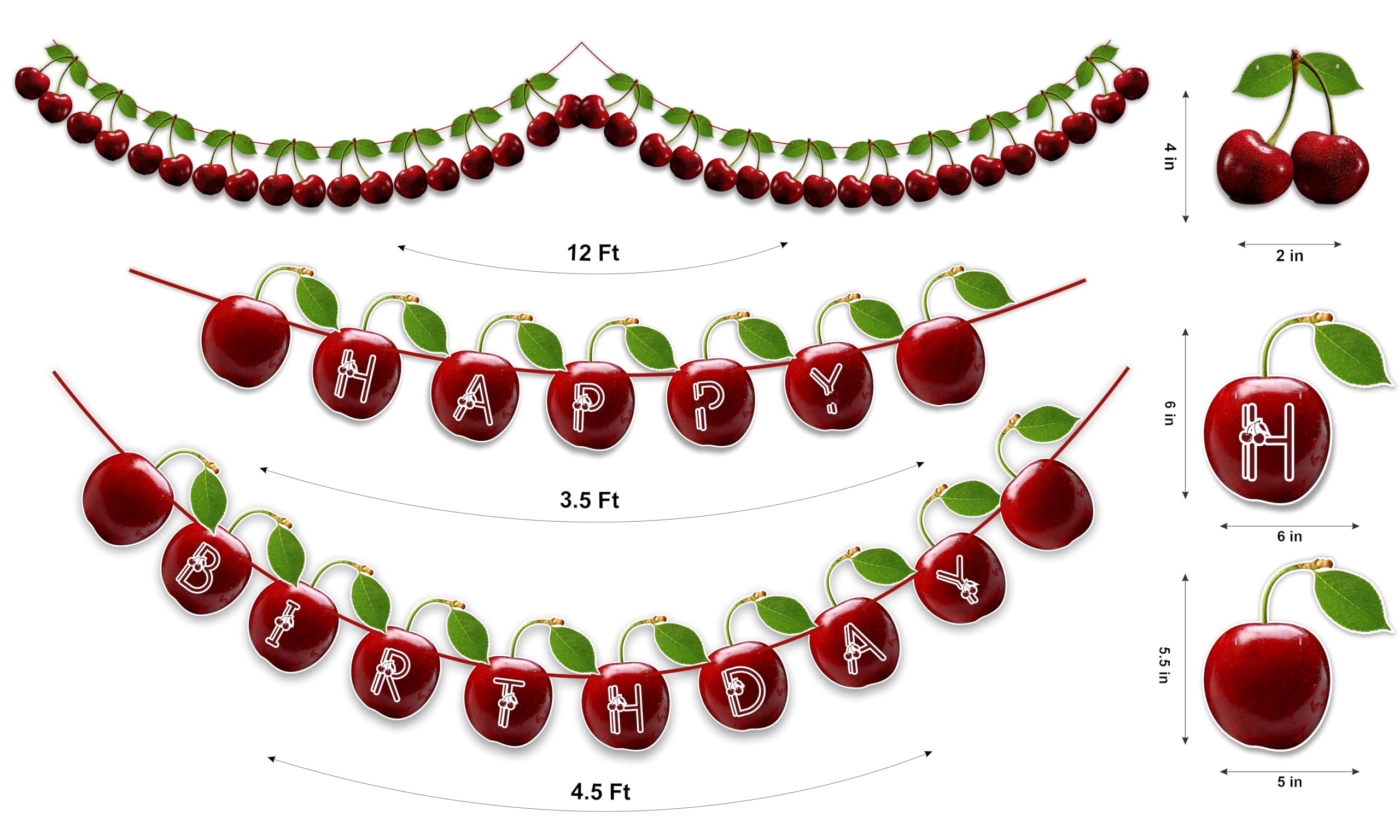 Seyal® Cherry Theme Birthday Party Decorations - Complete Set for Kids Birthday, Baby Shower, Bridal Shower & Special Events Decor
